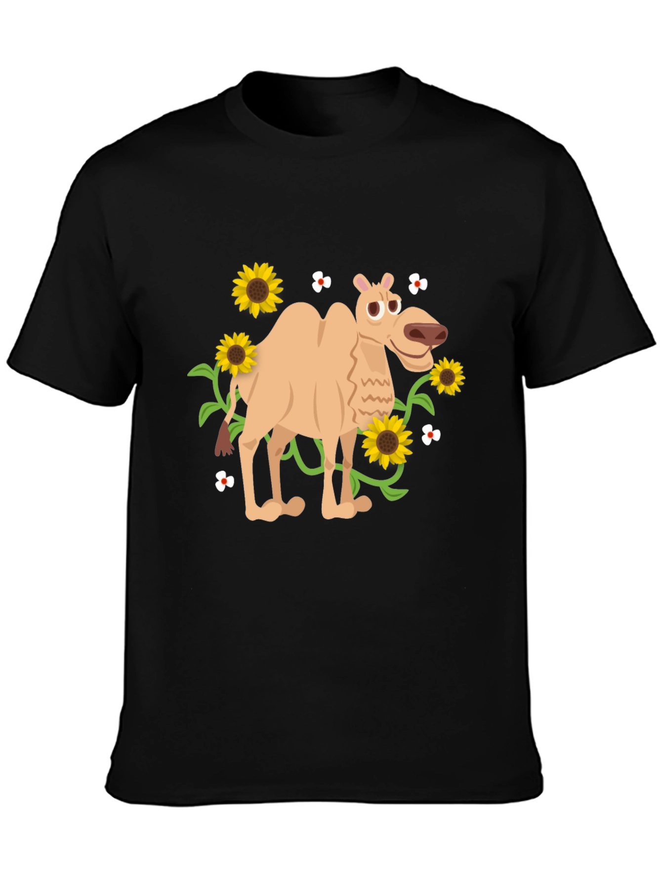 Black Camel and Sunflowers Graphic Tee view 3