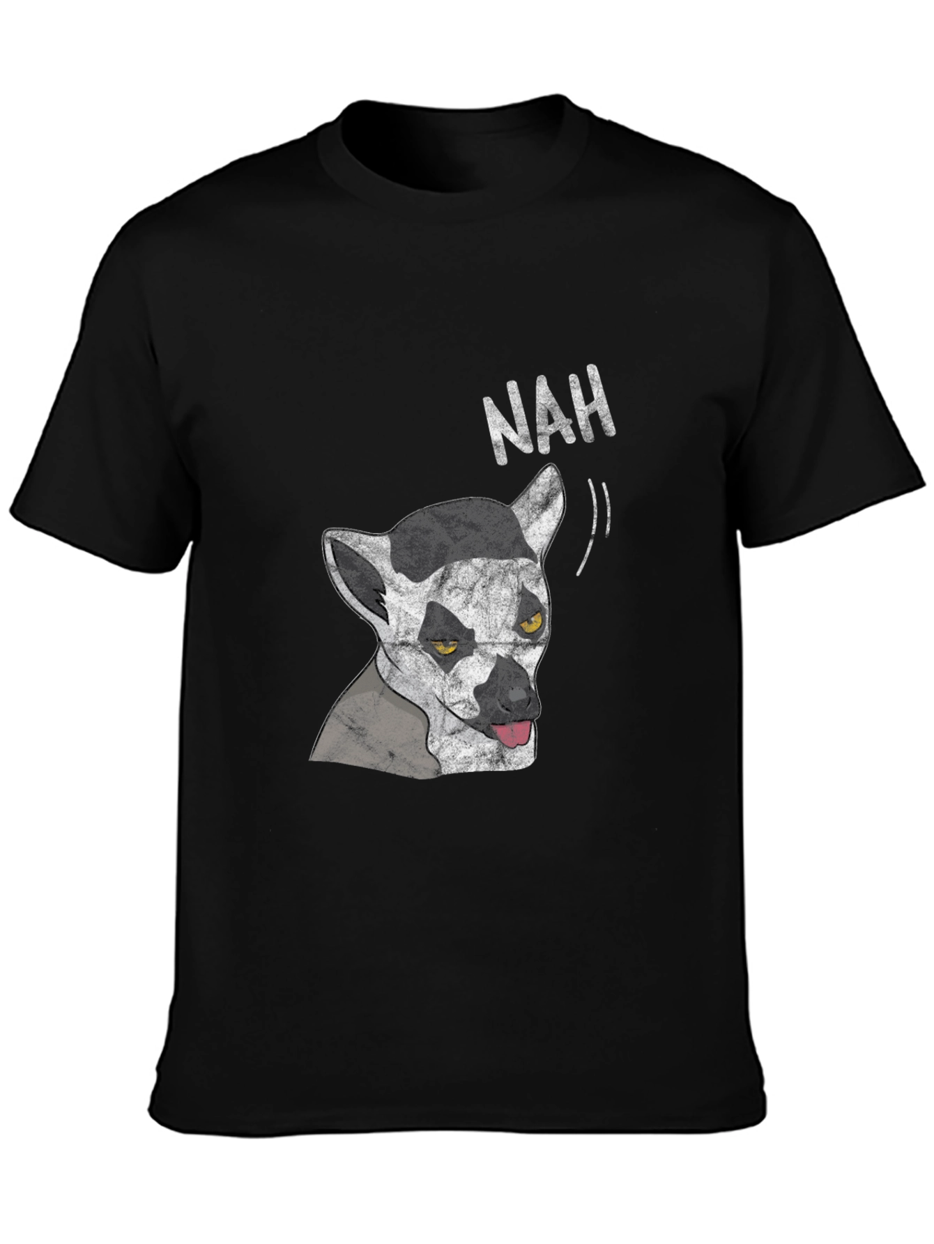 Black Lemur 'Nah' Graphic Tee - Black Cotton T-Shirt view 3
