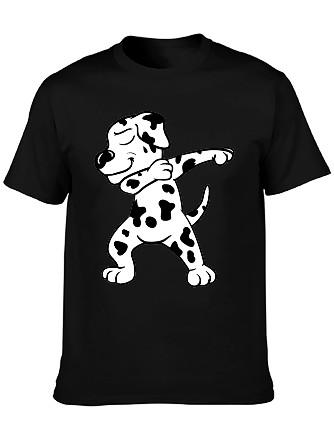 Black Dabbing Dalmatian Graphic Tee - Black view 3
