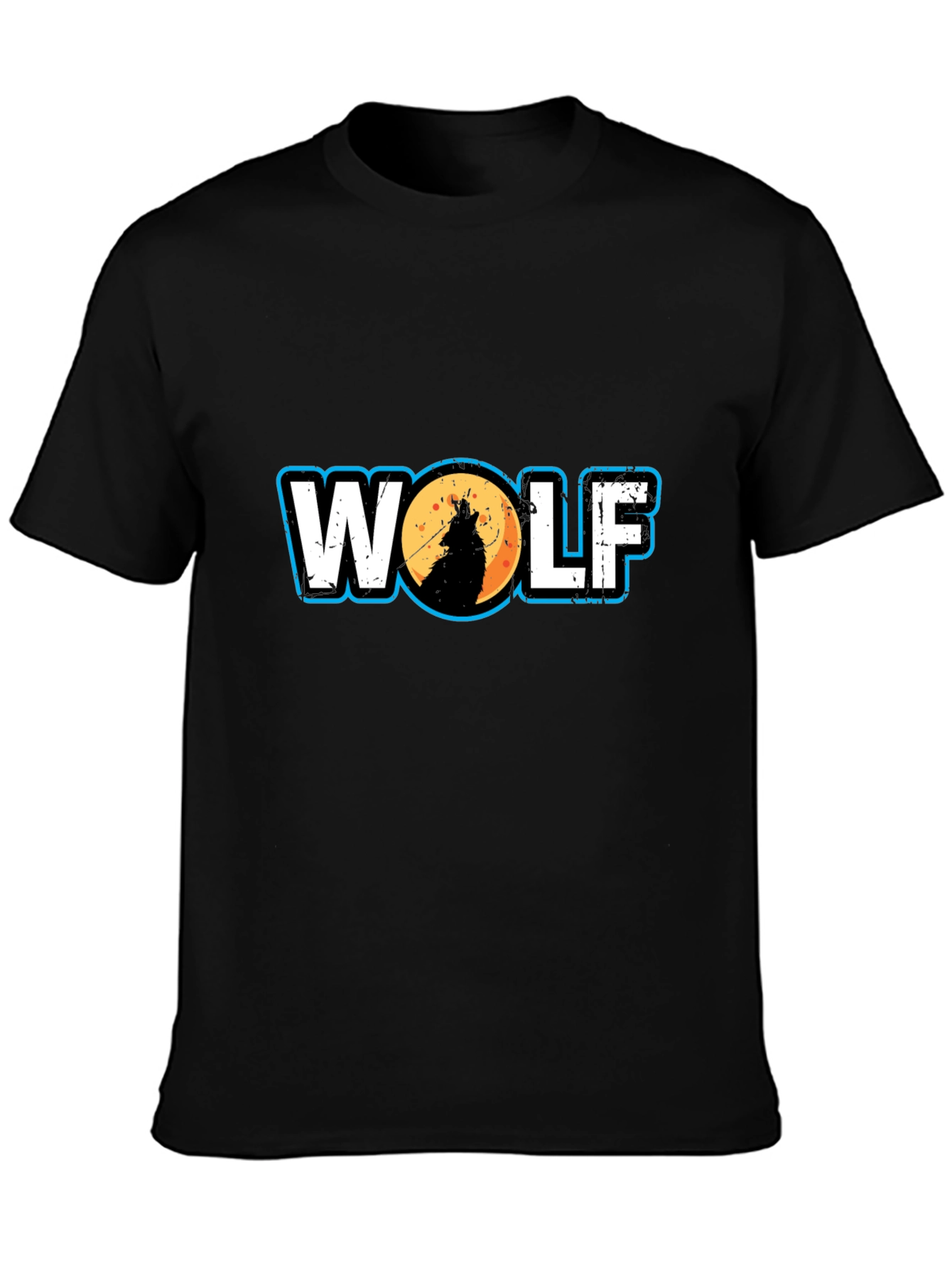 Black Wolf Silhouette Graphic Tee - Black Cotton T-Shirt view 3