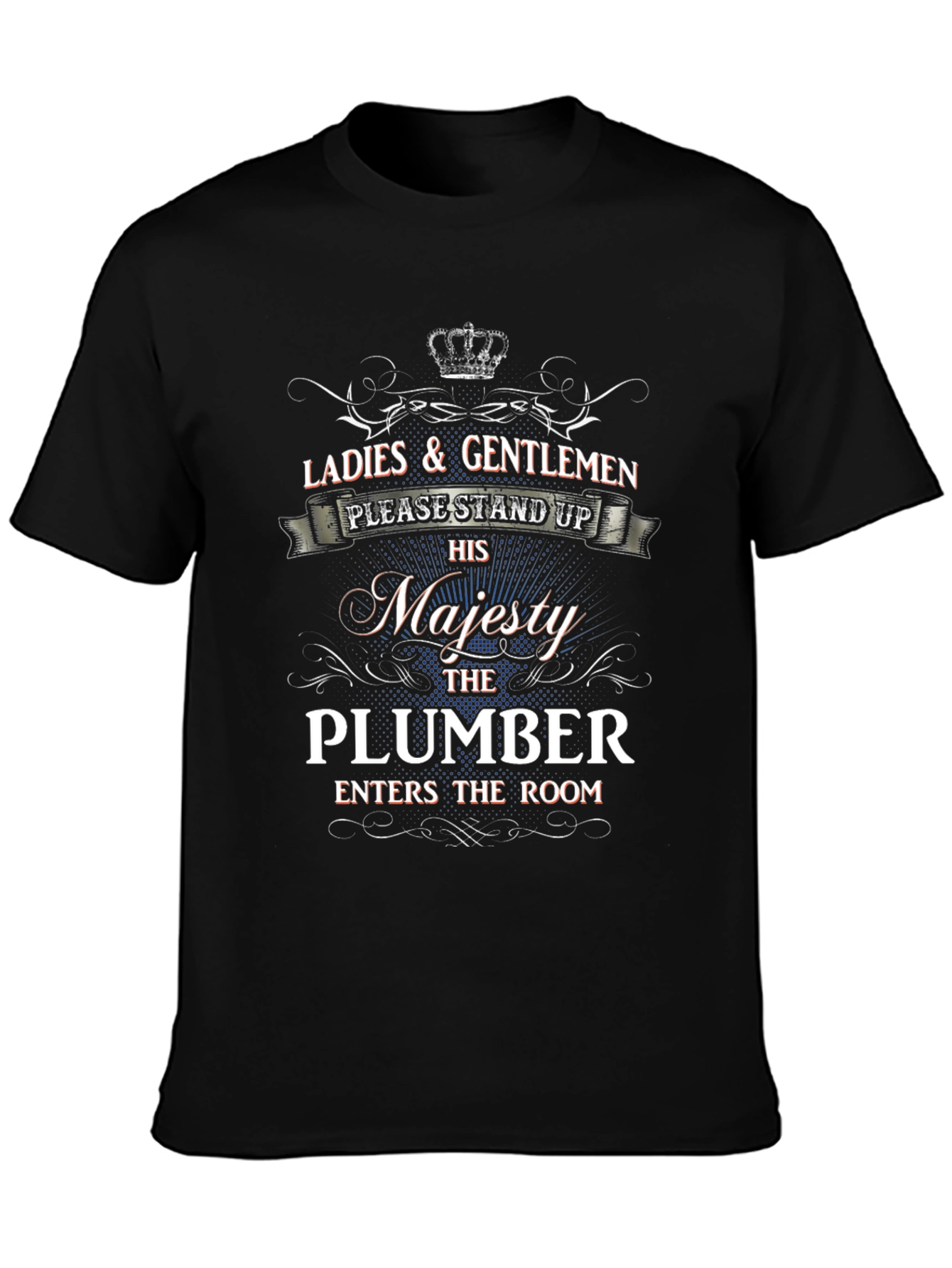 Black His Majesty The Plumber T-Shirt view 3