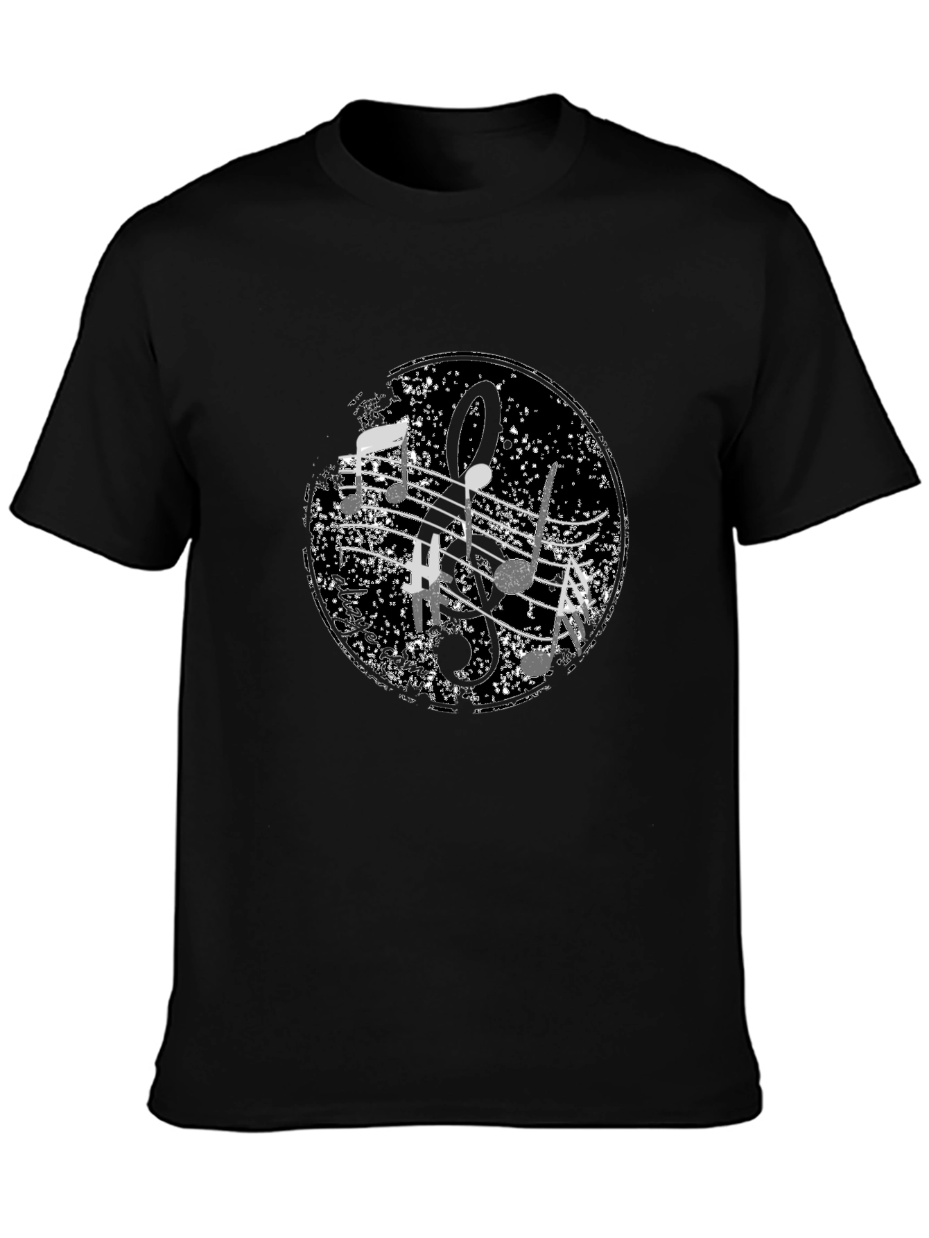 Black Musical Note Graphic Black T-Shirt view 3