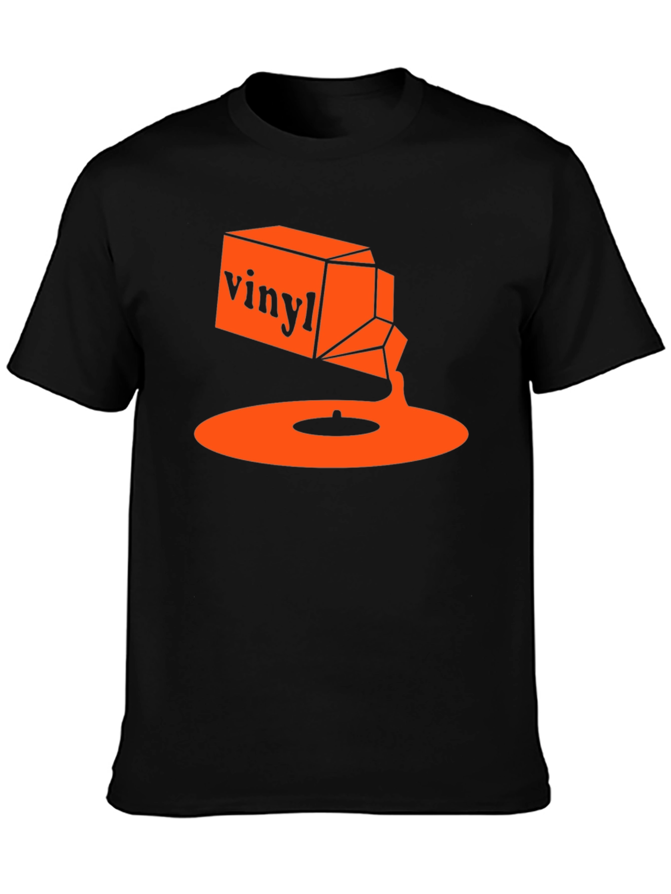 Black Vinyl Music T-Shirt - Retro Orange Design view 3