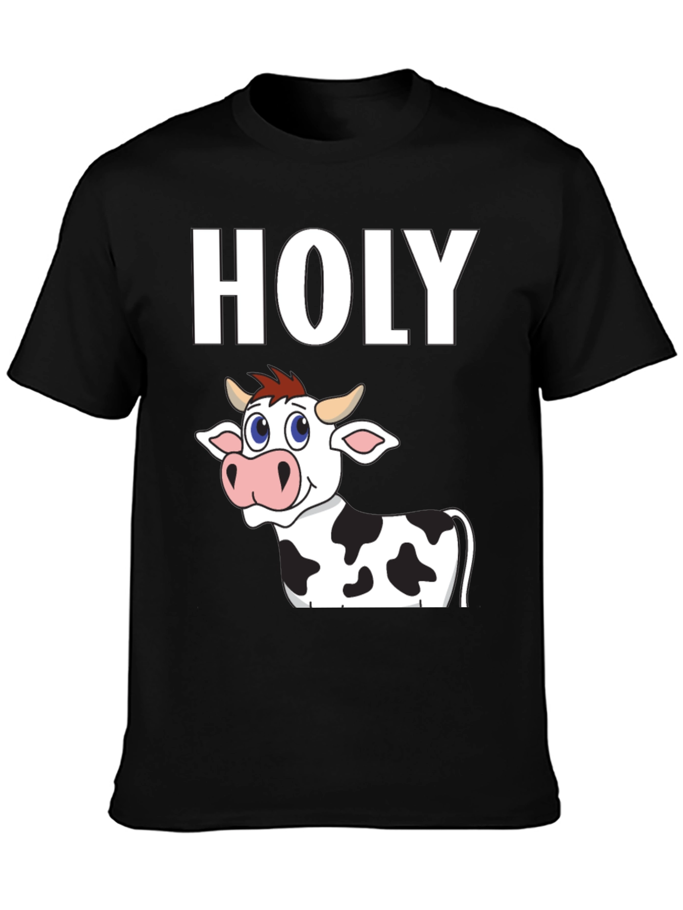 Black Holy Cow T-Shirt - Funny Cartoon Animal Tee view 3