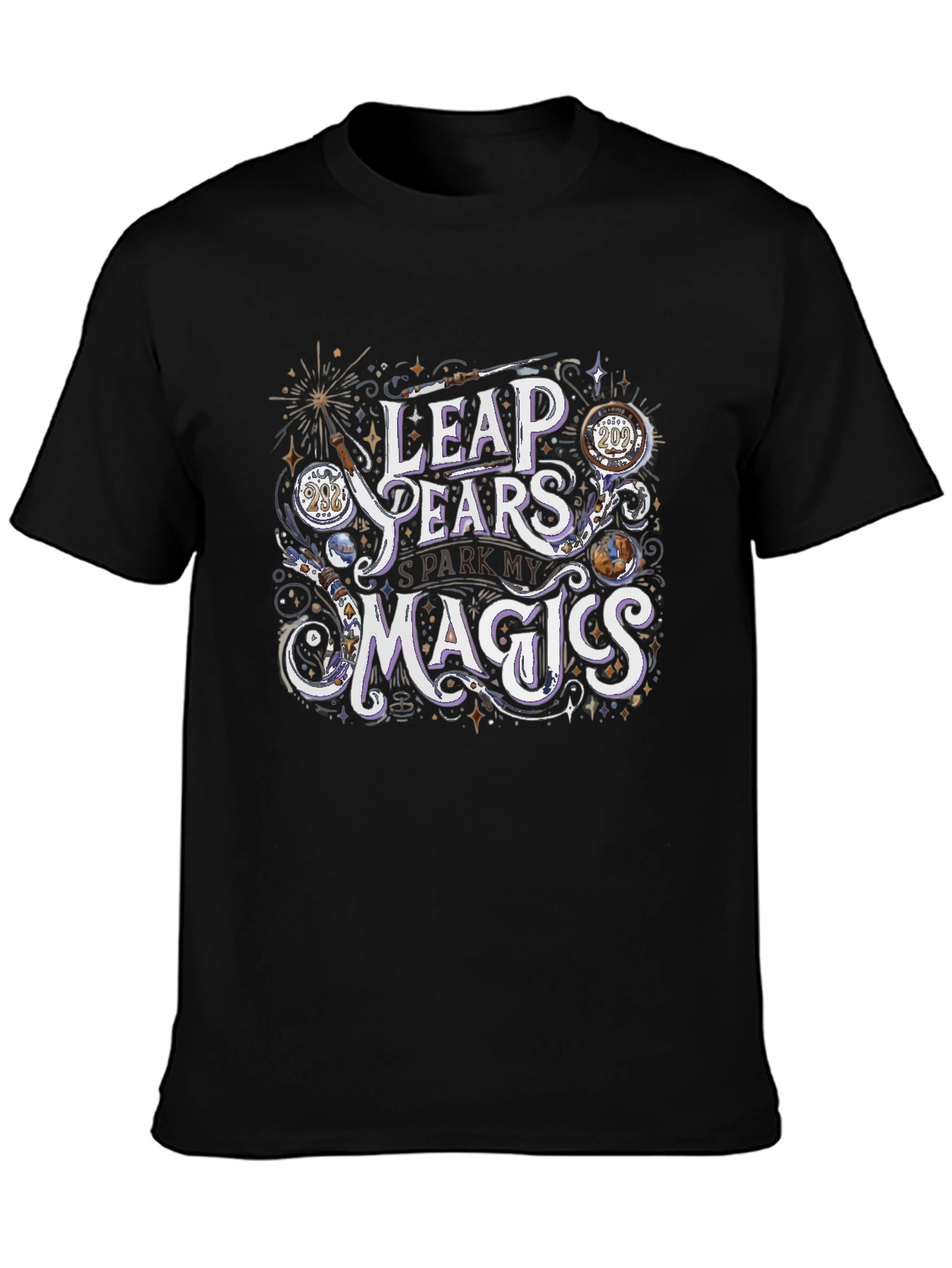 Black Leap Years are Magic Graphic Tee view 3