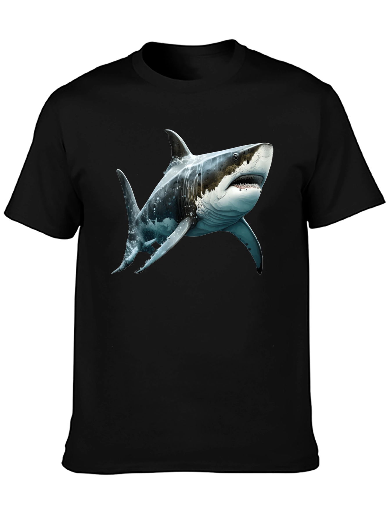Black Shark Graphic Tee - Men's Black Cotton T-Shirt view 3