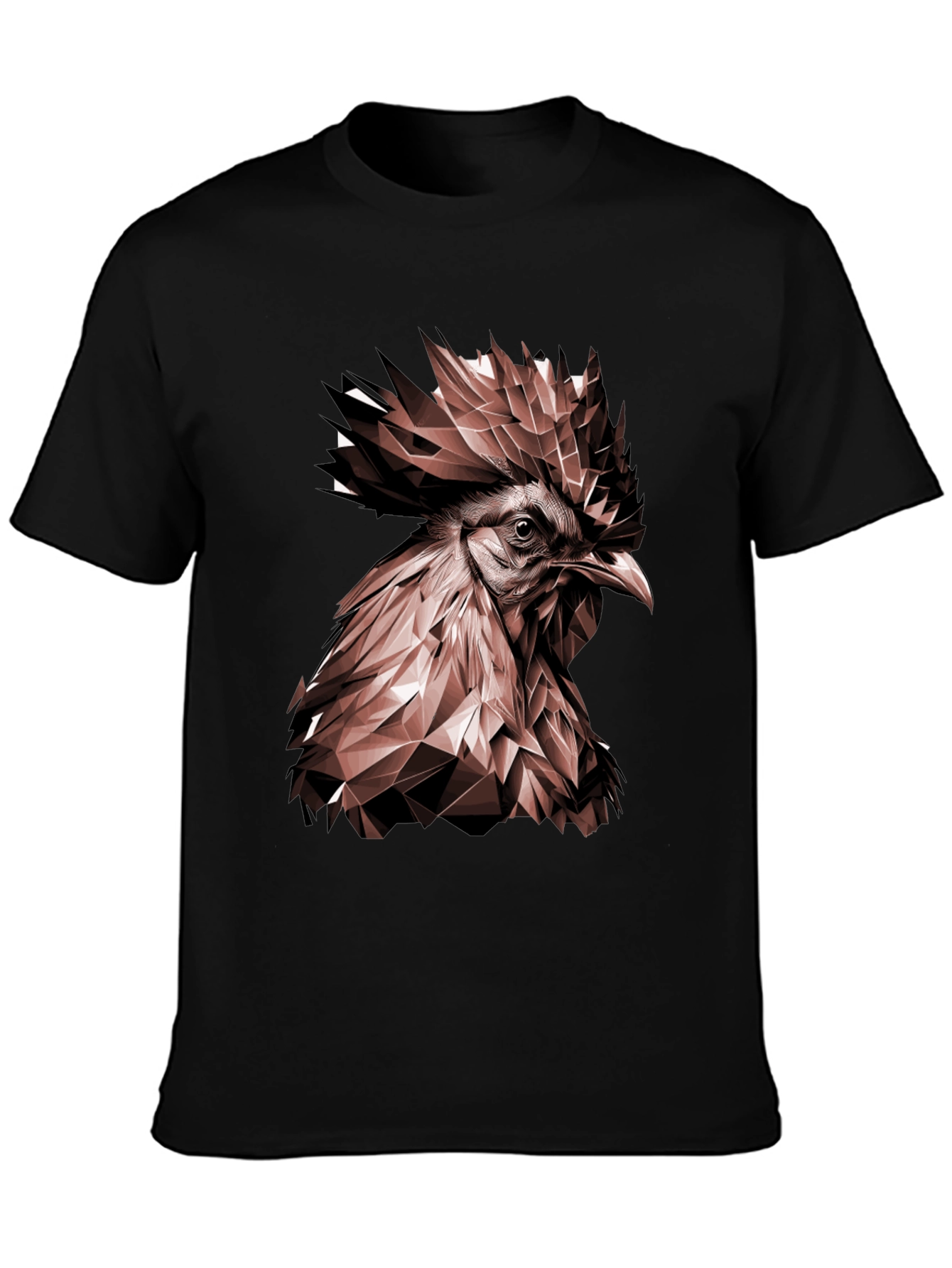 Black Geometric Rooster Graphic Tee - Bold & Stylish view 3