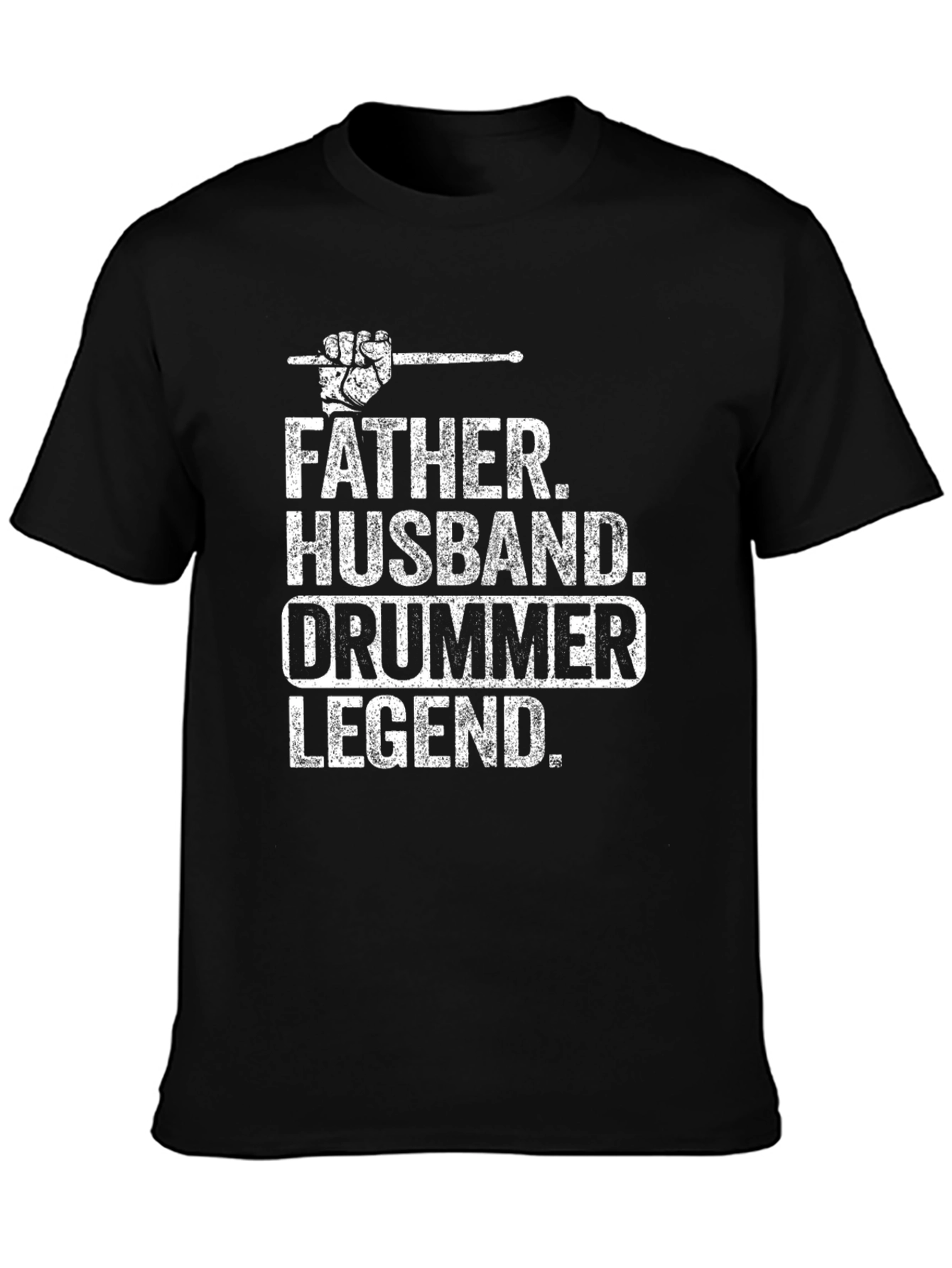 Black Father Husband Drummer Legend T-Shirt view 3