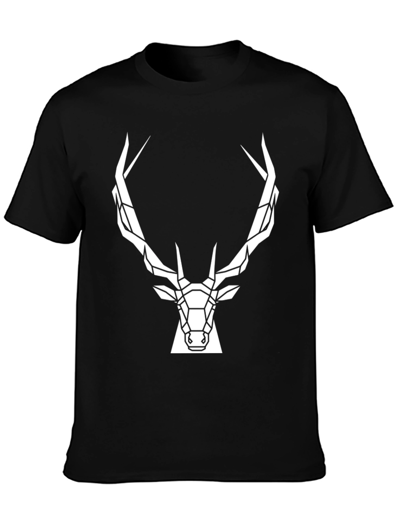 Black Geometric Deer Head T-Shirt - Modern Graphic Tee view 3