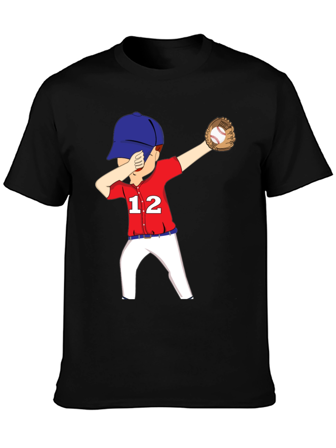 Black Dabbing Baseball Player Graphic T-Shirt view 3