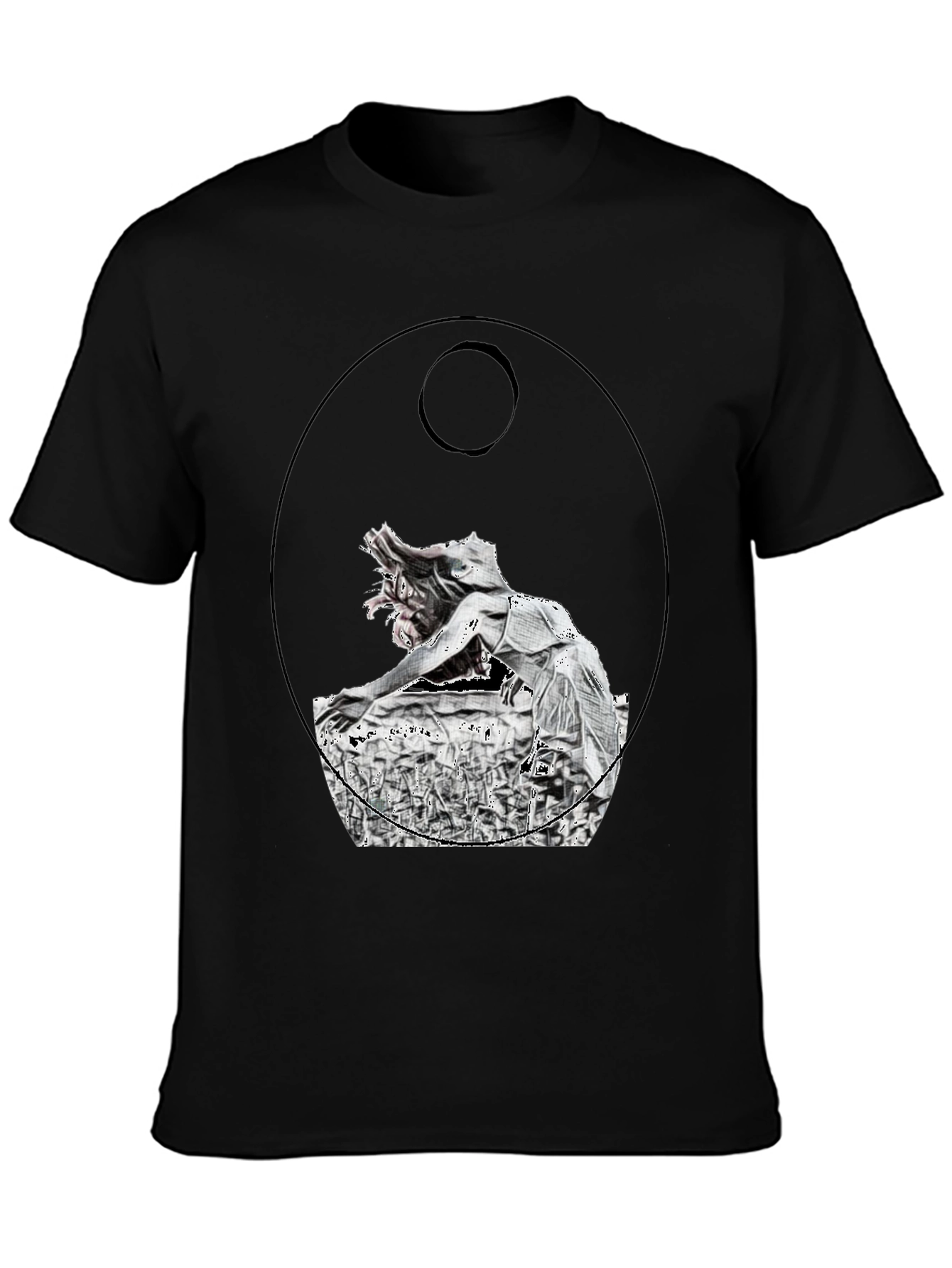 Black Abstract Graphic Print Black T-Shirt view 3