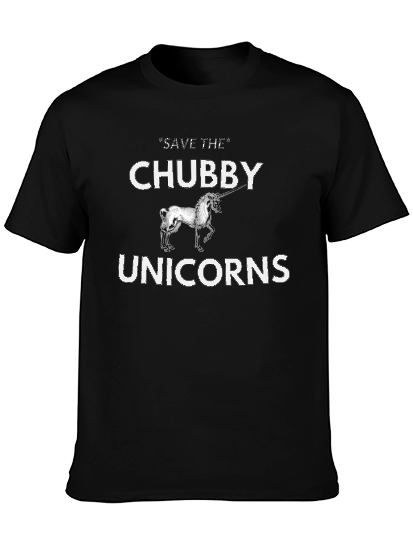 Black Save the Chubby Unicorns Black Graphic T-Shirt view 3