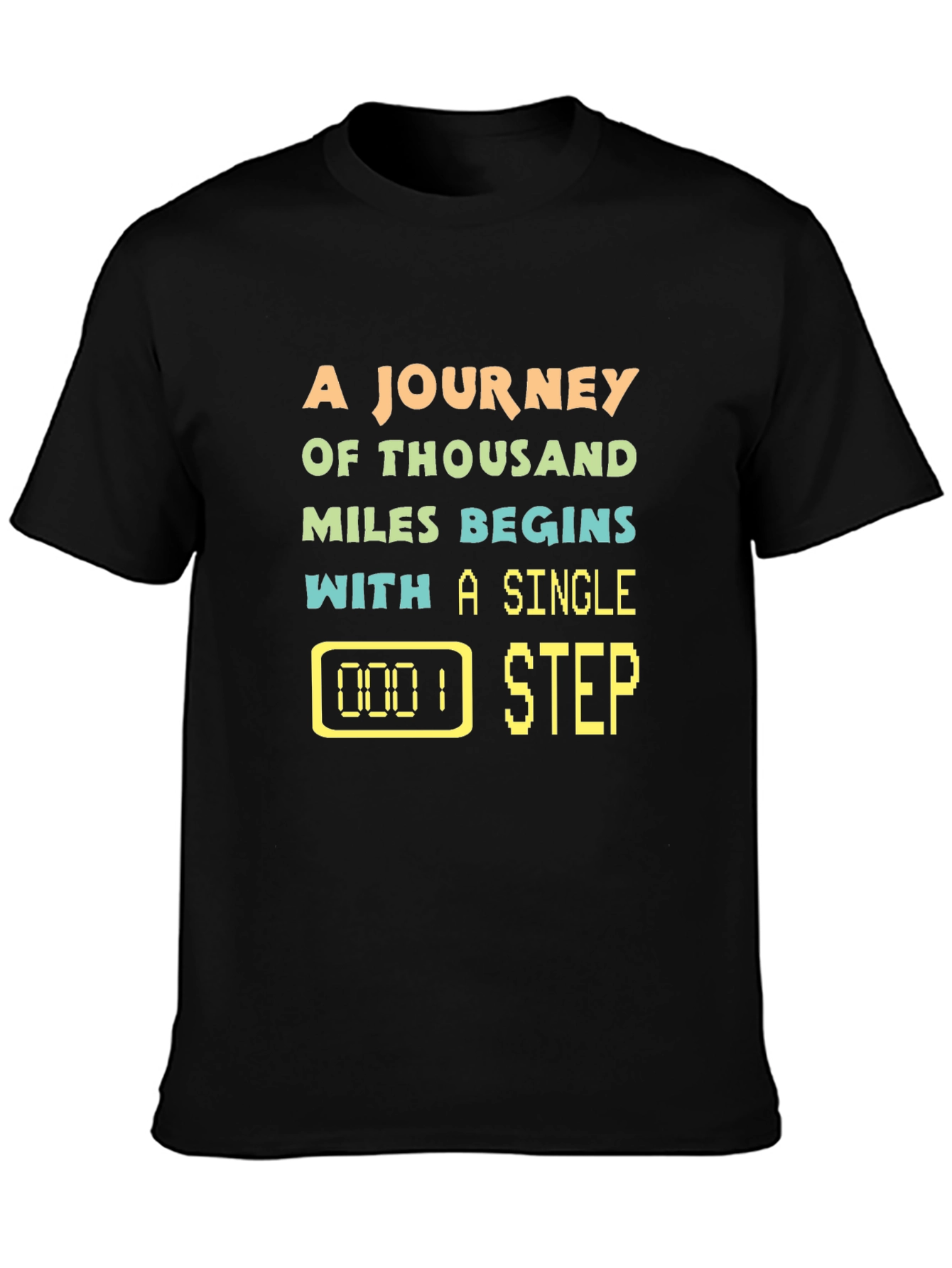 Black Journey of Thousand Miles Black T-Shirt view 3