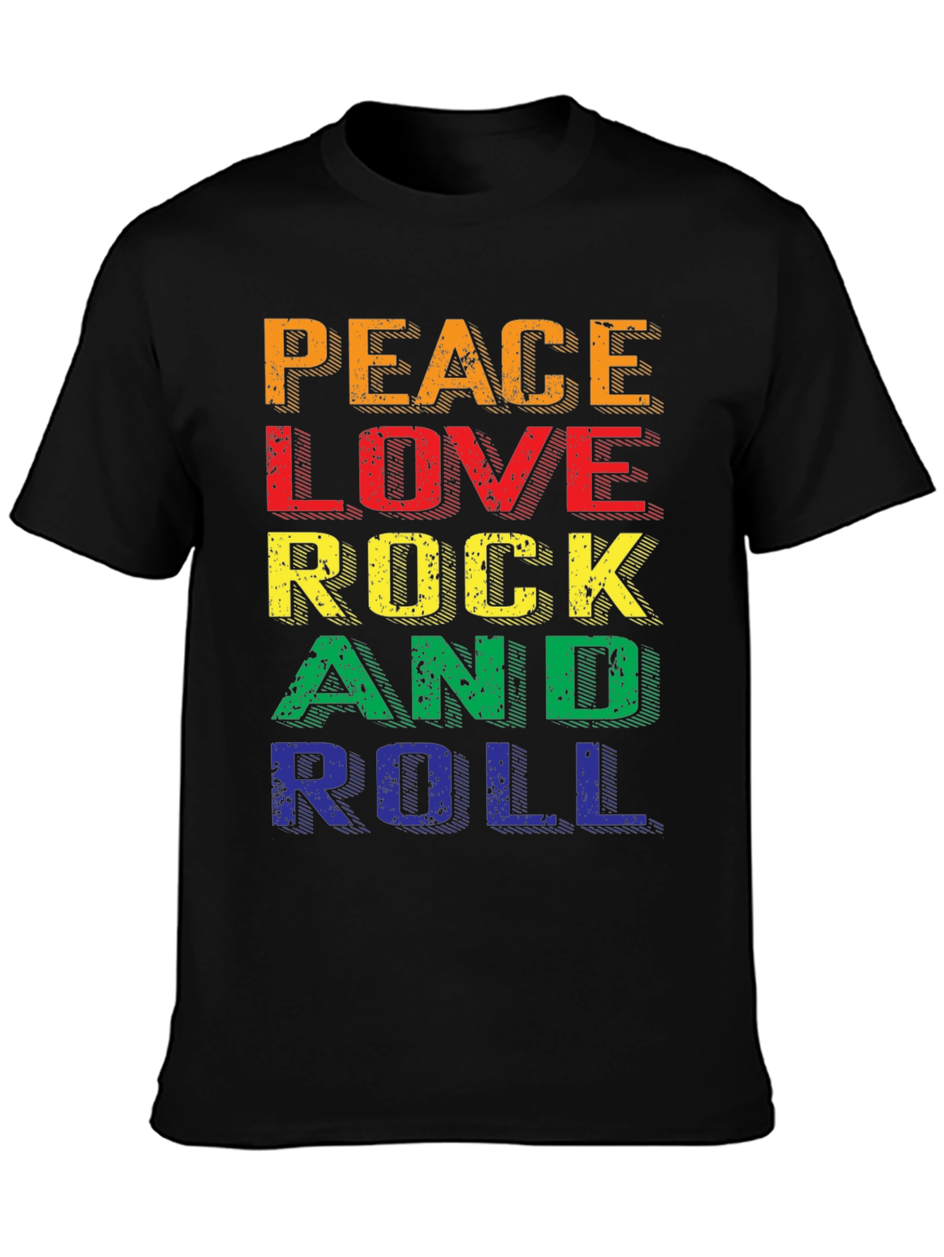 Black Peace Love Rock & Roll Graphic Tee view 3
