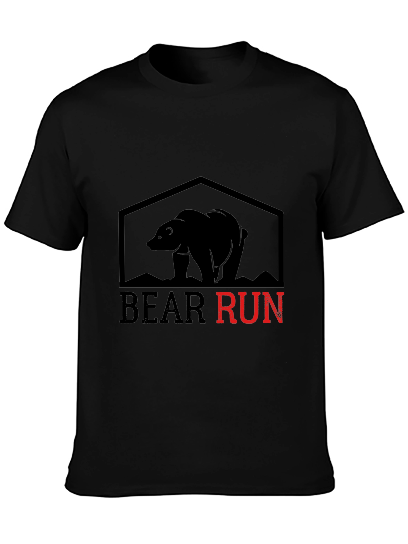 Black Bear Run Graphic Tee - Black Cotton T-Shirt view 3