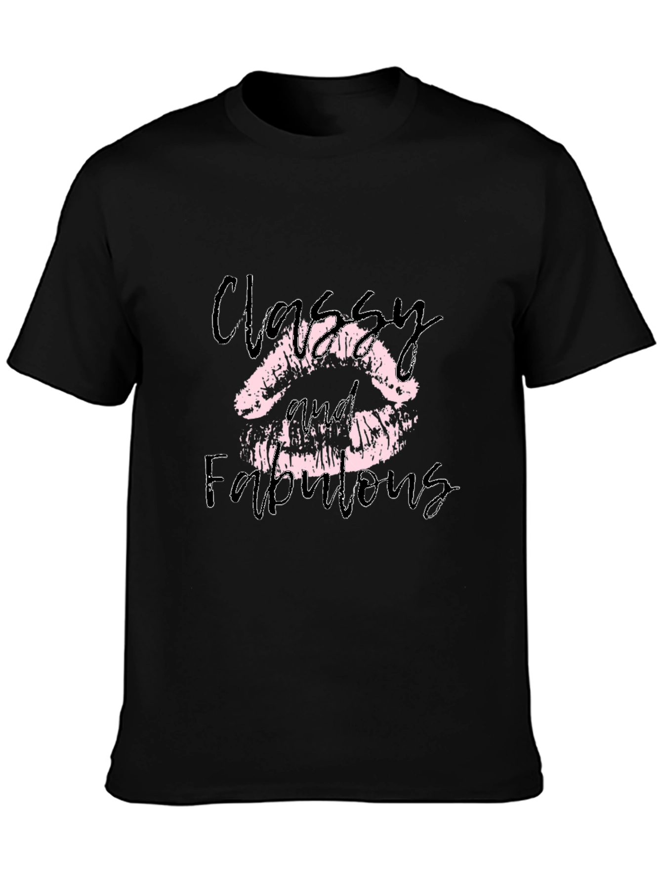 Black Classy & Fabulous Lips Graphic Tee view 3