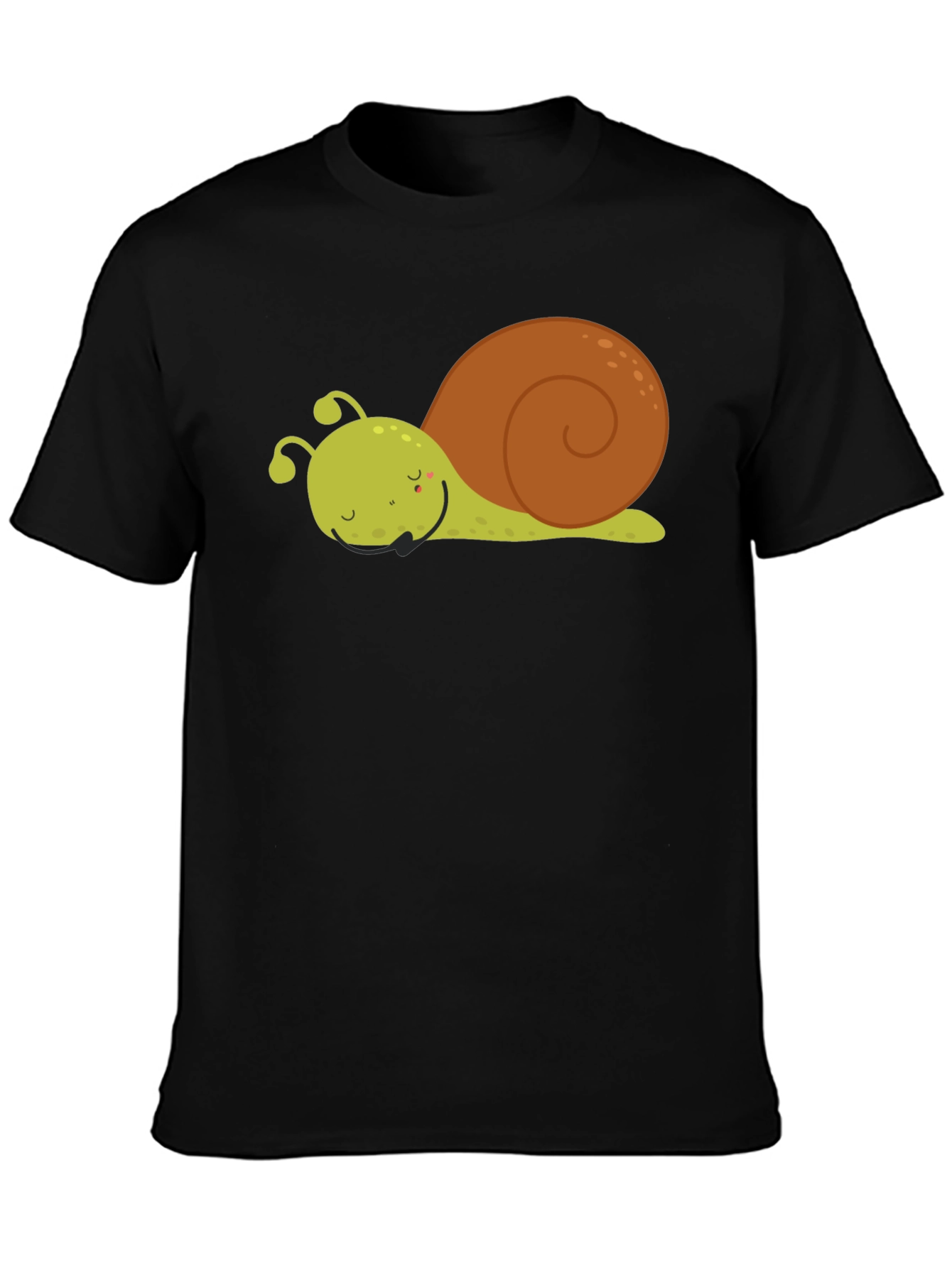 Black Cute Cartoon Snail Graphic Tee - Unisex Black T-Shirt view 3