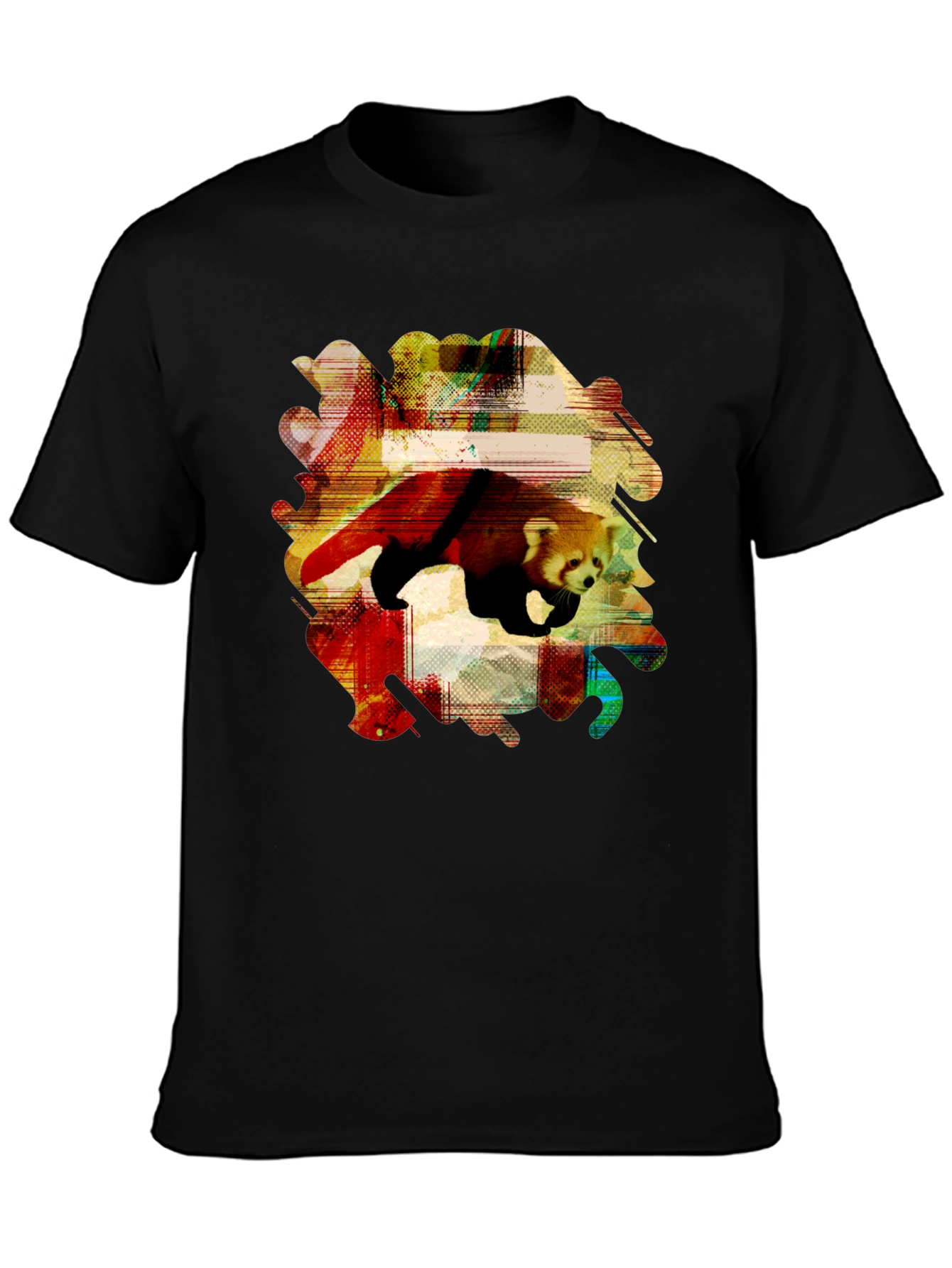Black Red Panda Graphic Tee - Unique Abstract Design view 3