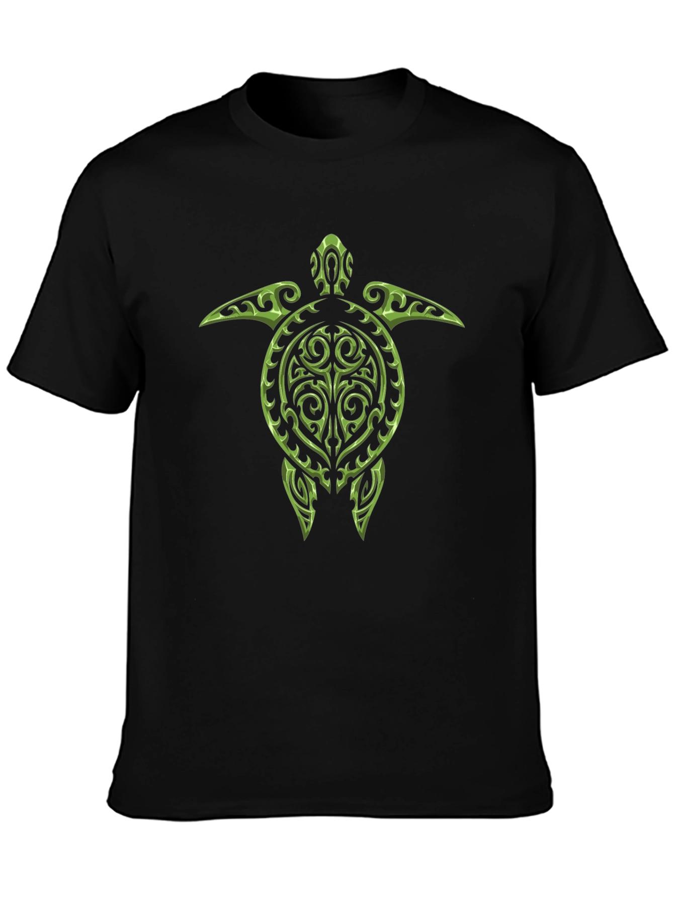 Black Tribal Turtle Graphic Tee - Black Cotton T-Shirt view 3