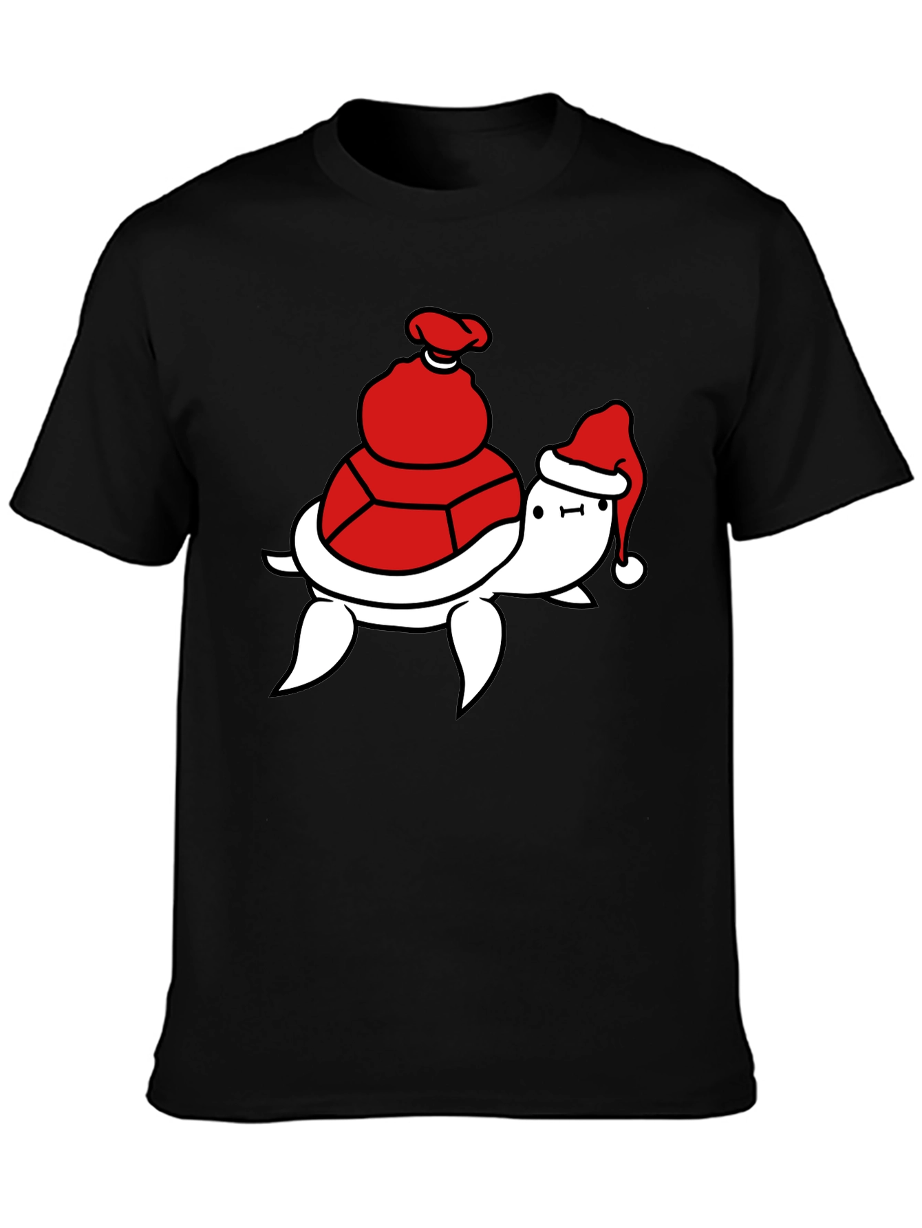 Black Festive Turtle T-Shirt - Holiday Ready view 3