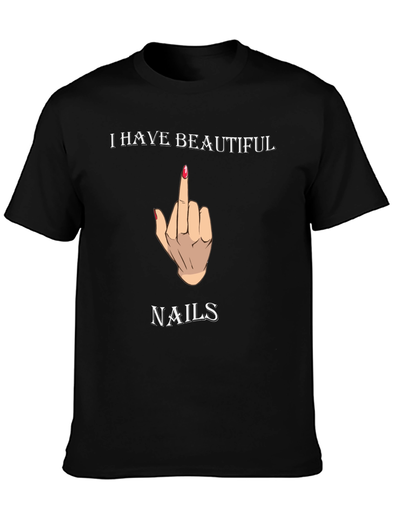 Black Beautiful Nails Graphic Tee - Funny T-Shirt view 3