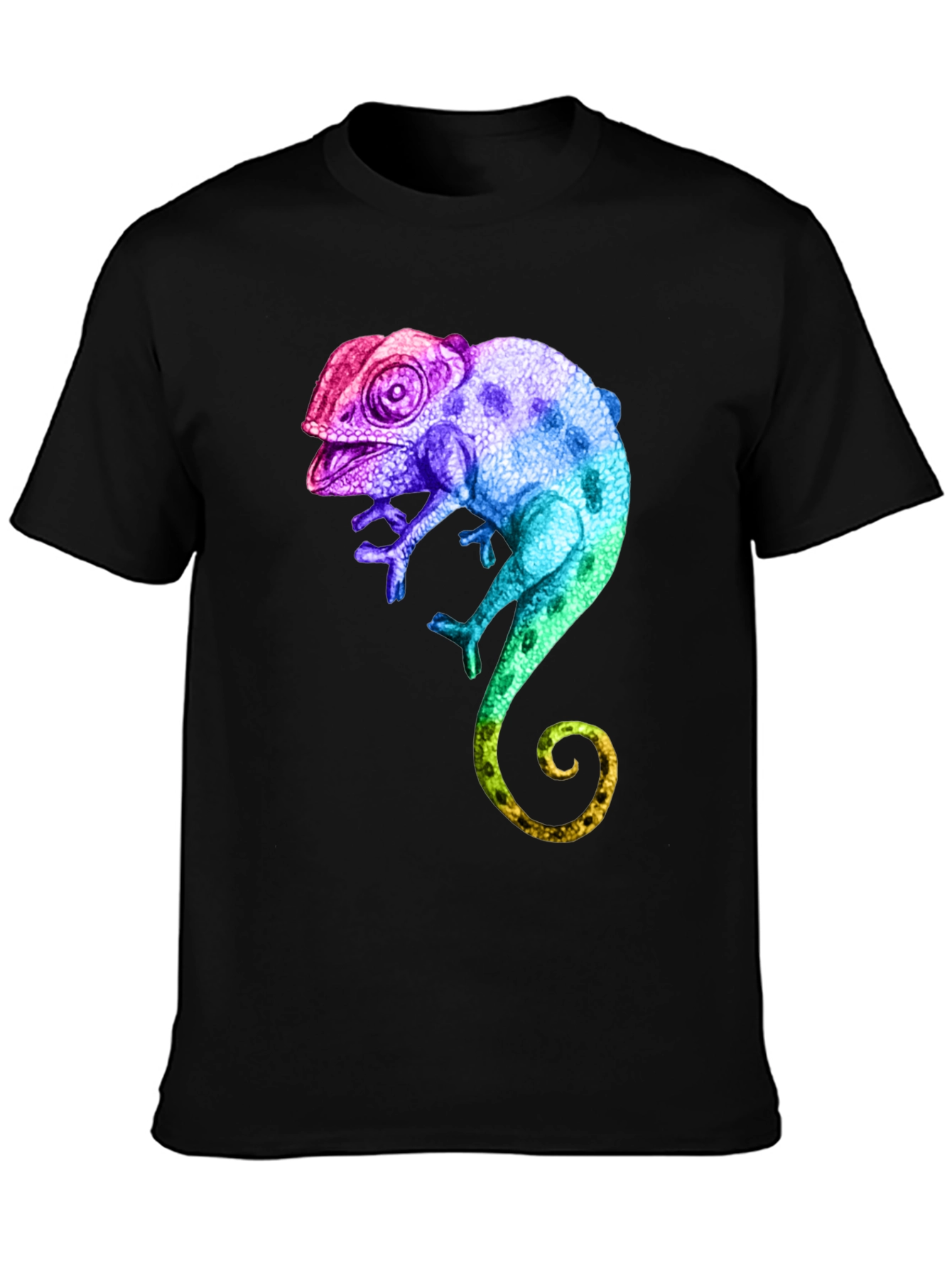 Black Rainbow Chameleon Graphic T-Shirt view 3
