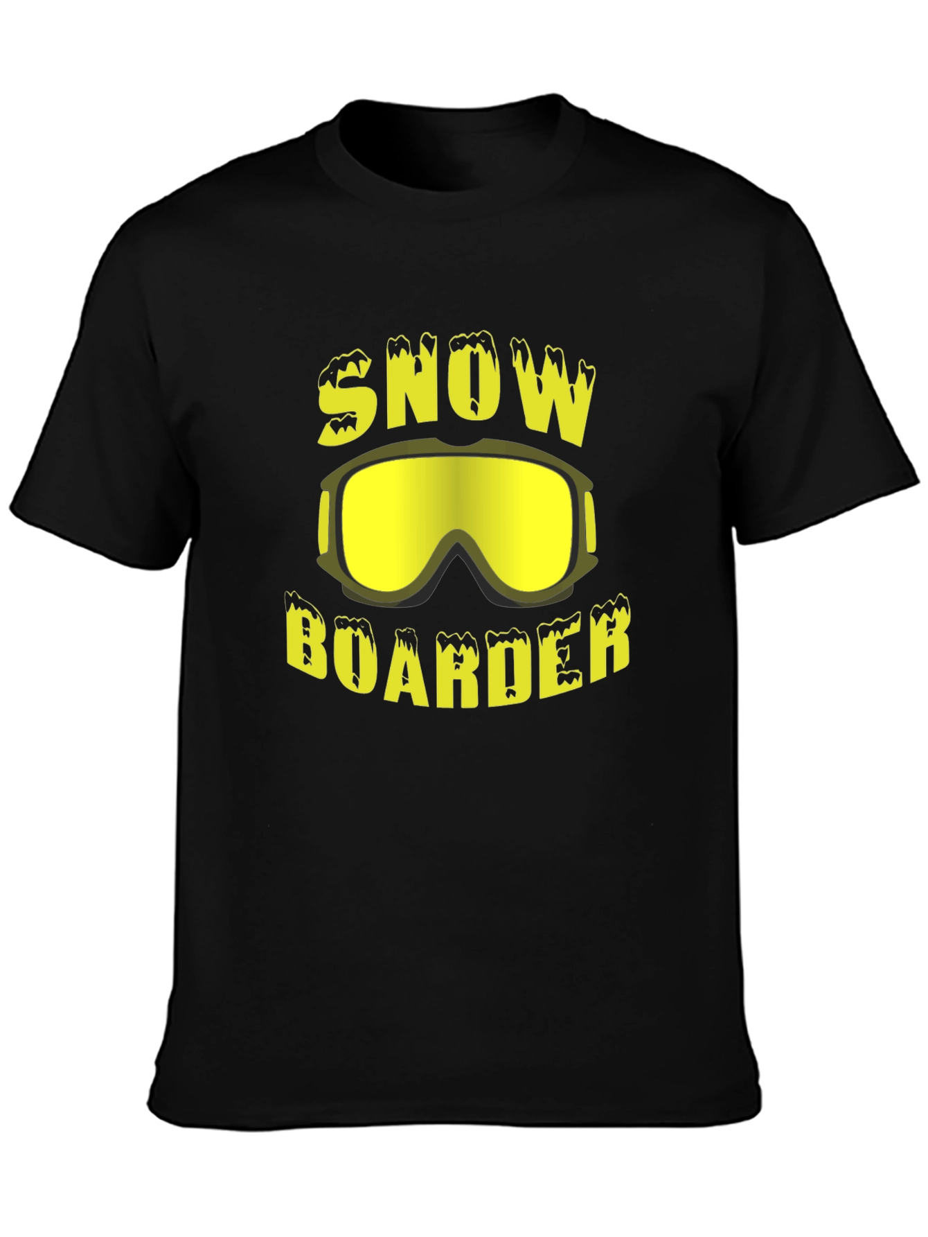 Black Snowboarder Graphic Tee - Black Cotton T-Shirt view 3