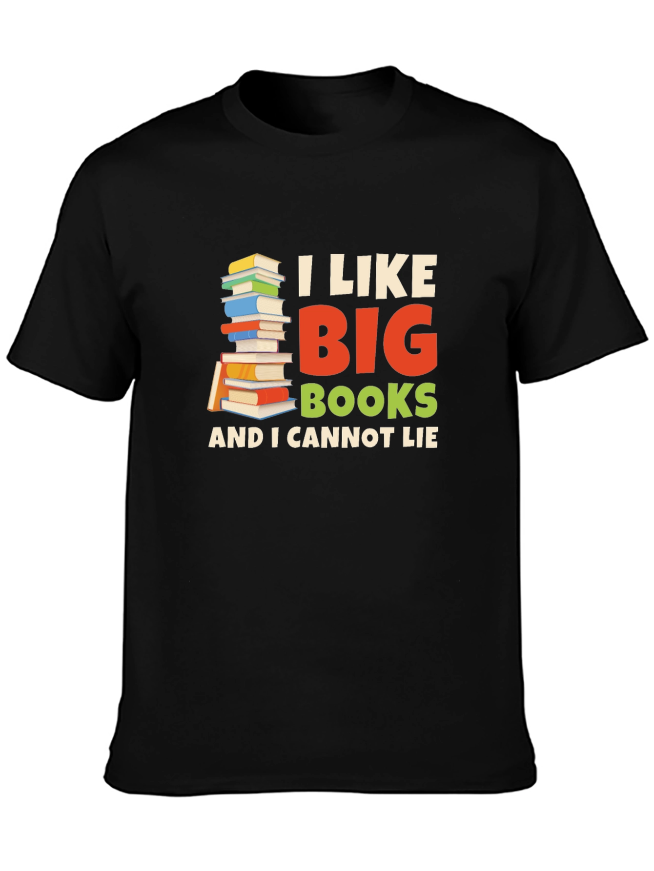 Black I Like Big Books T-Shirt - Novelty Reader Tee view 3