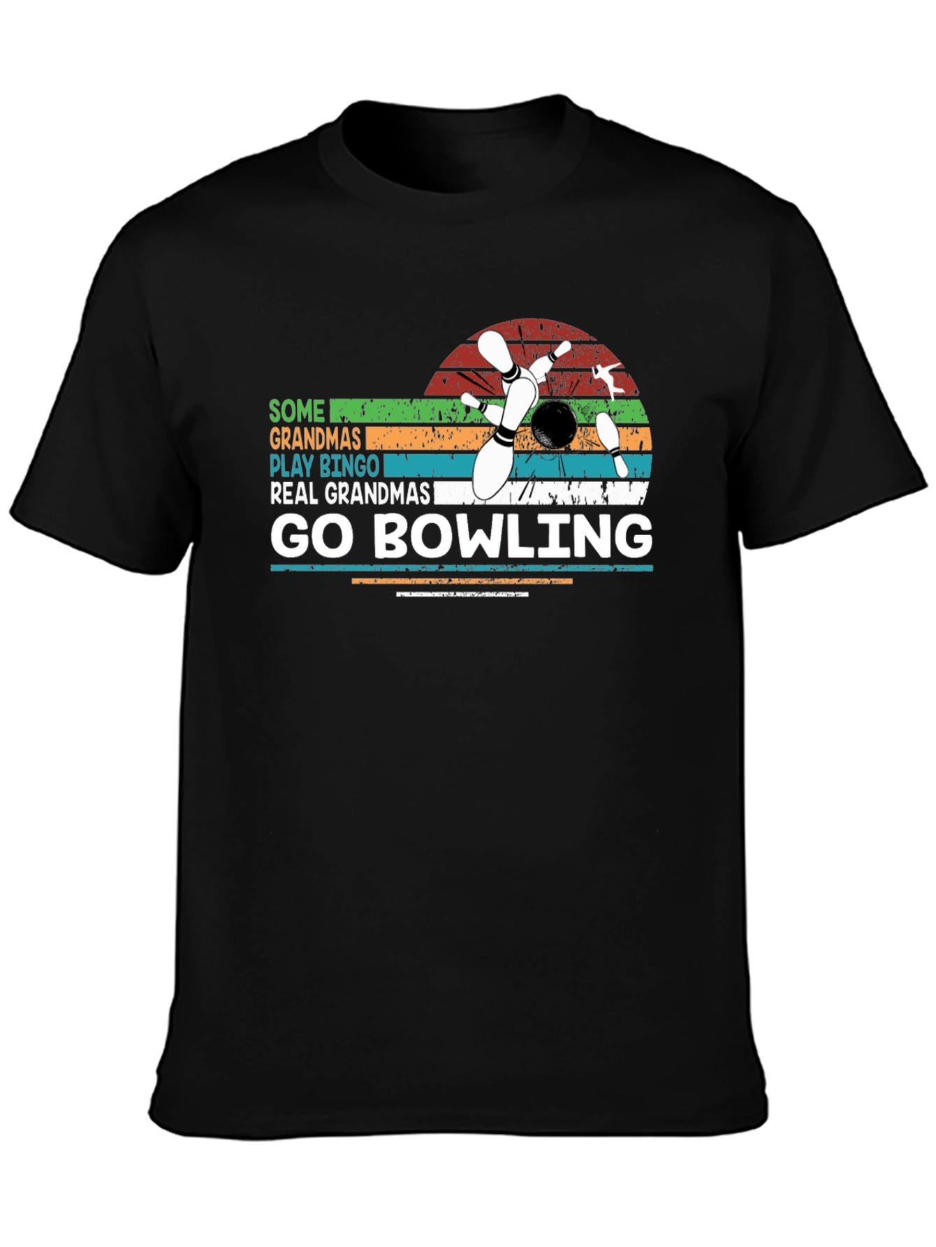 Black Grandma Bowling T-Shirt - Fun Graphic Tee view 3