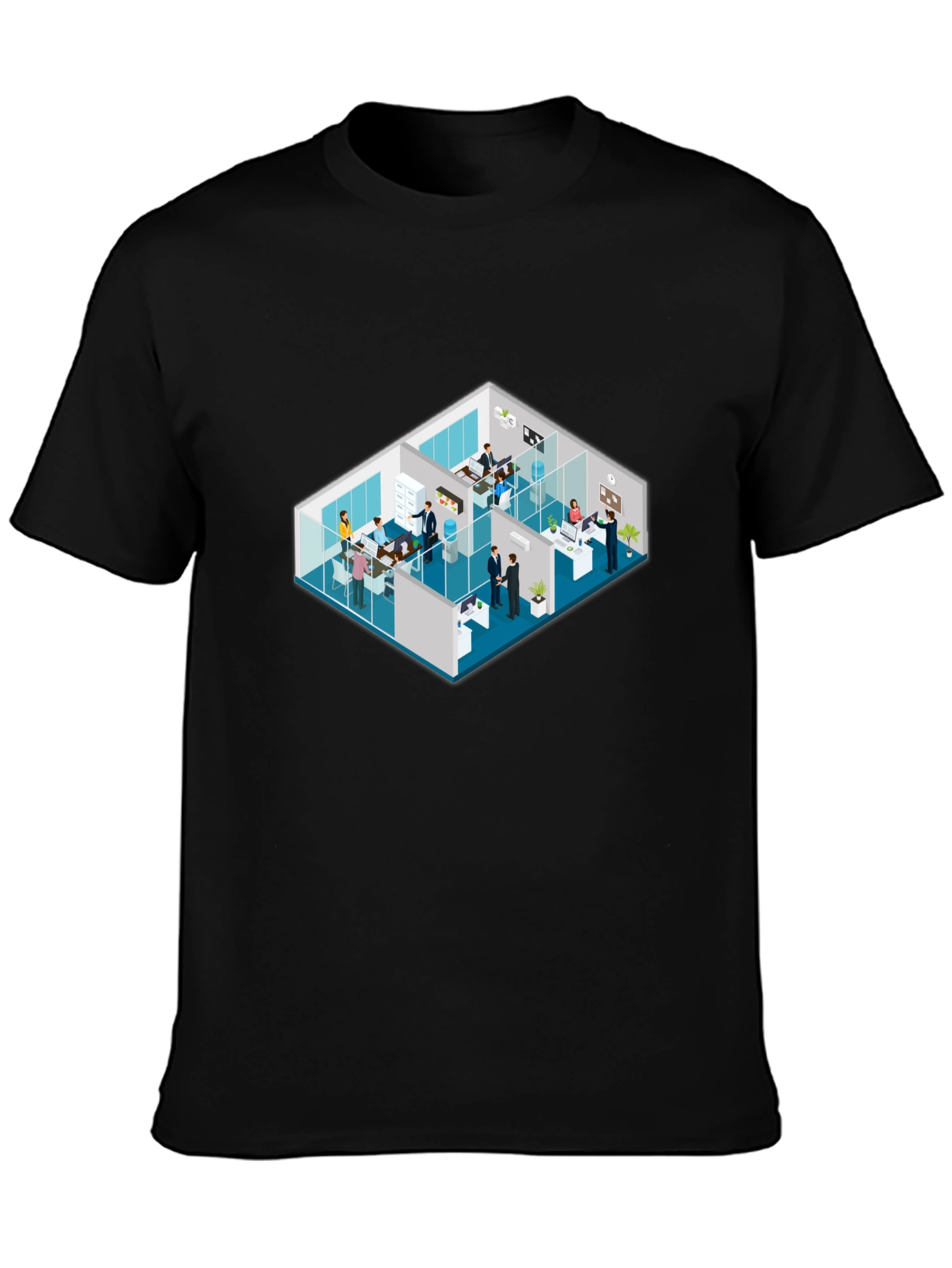 Isometric Office Black T-Shirt - 3