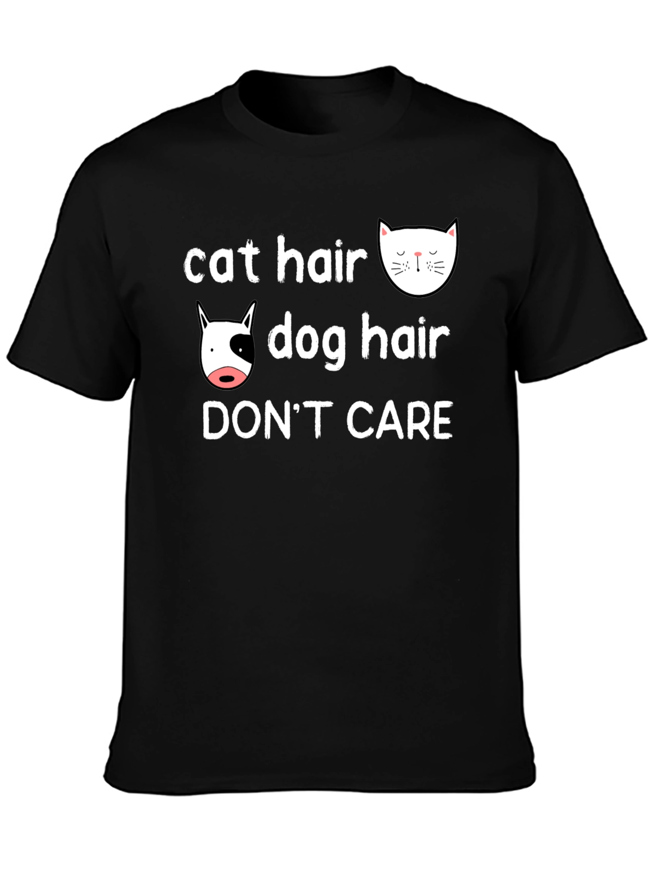 Black Cat & Dog Hair, Don't Care T-Shirt view 3