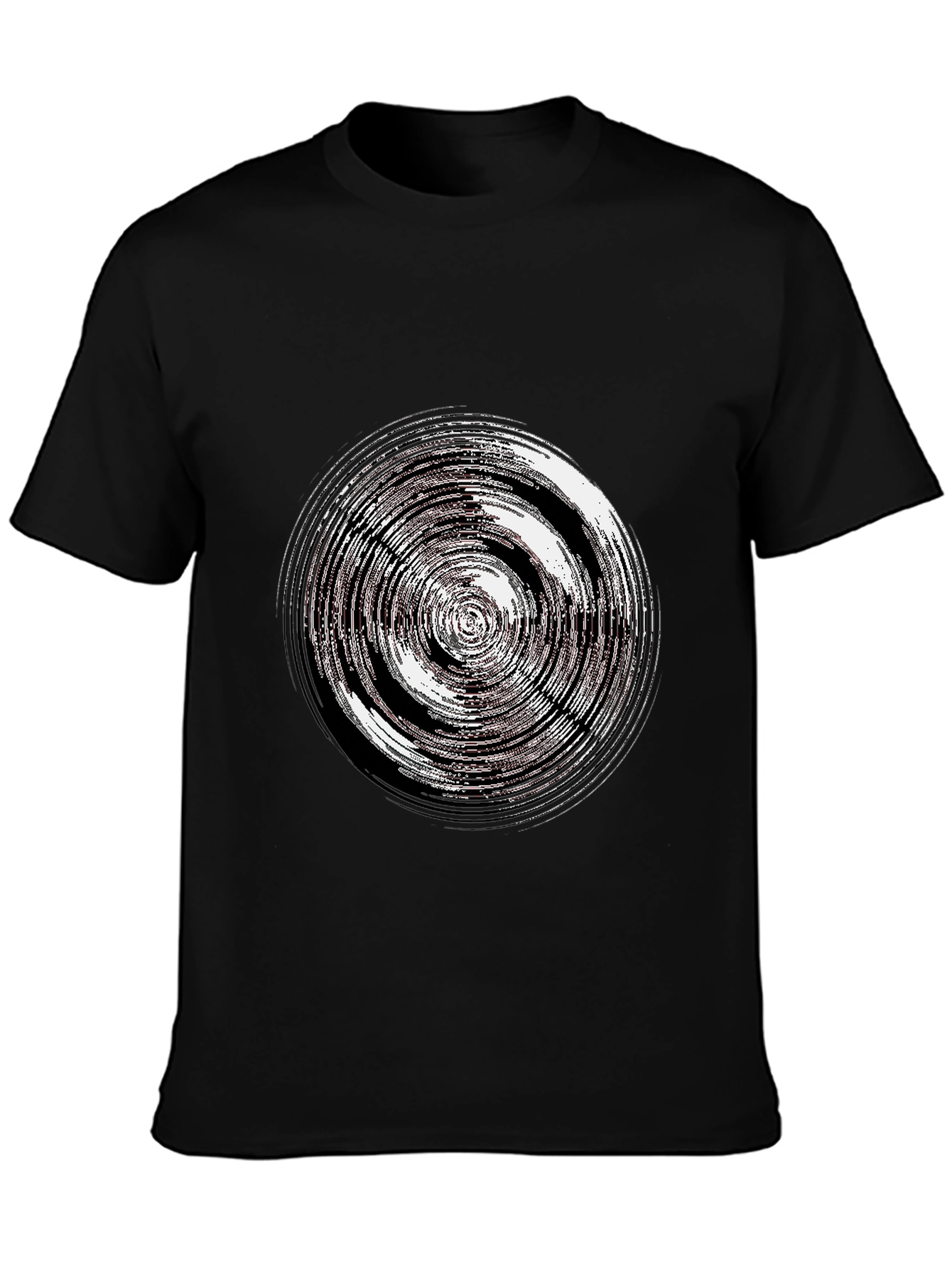 Abstract Circle Graphic Tee - Casual Black T-Shirt - 3