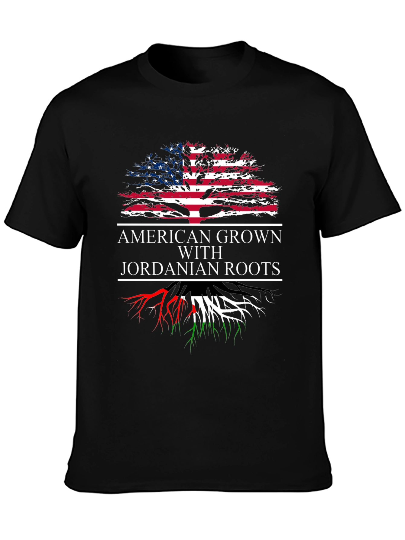Black American Grown with Jordanian Roots T-Shirt view 3