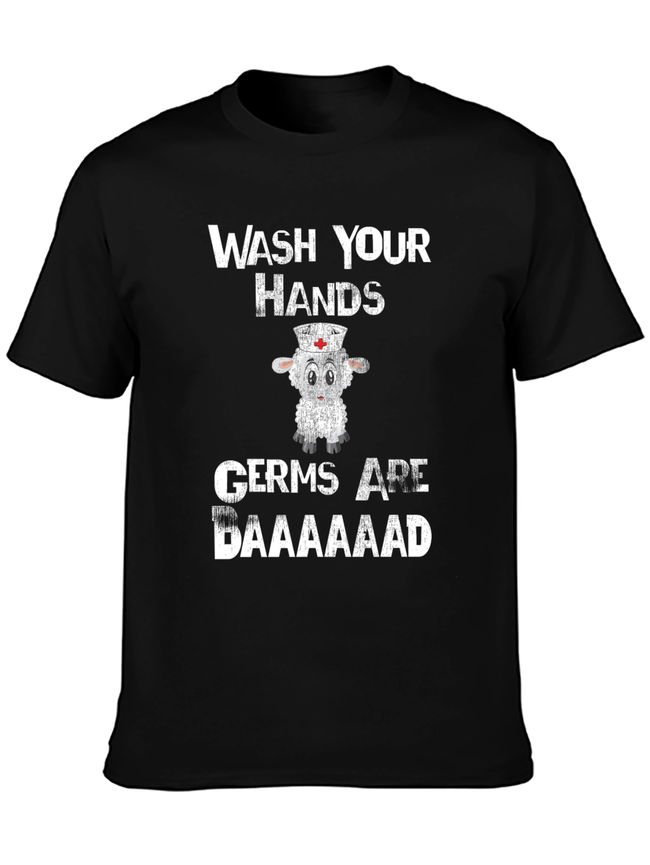 Black Wash Your Hands Nurse Sheep Graphic Tee view 3