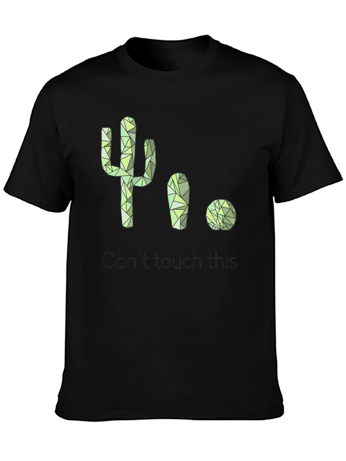 Black Cactus Geometric Design T-Shirt view 3