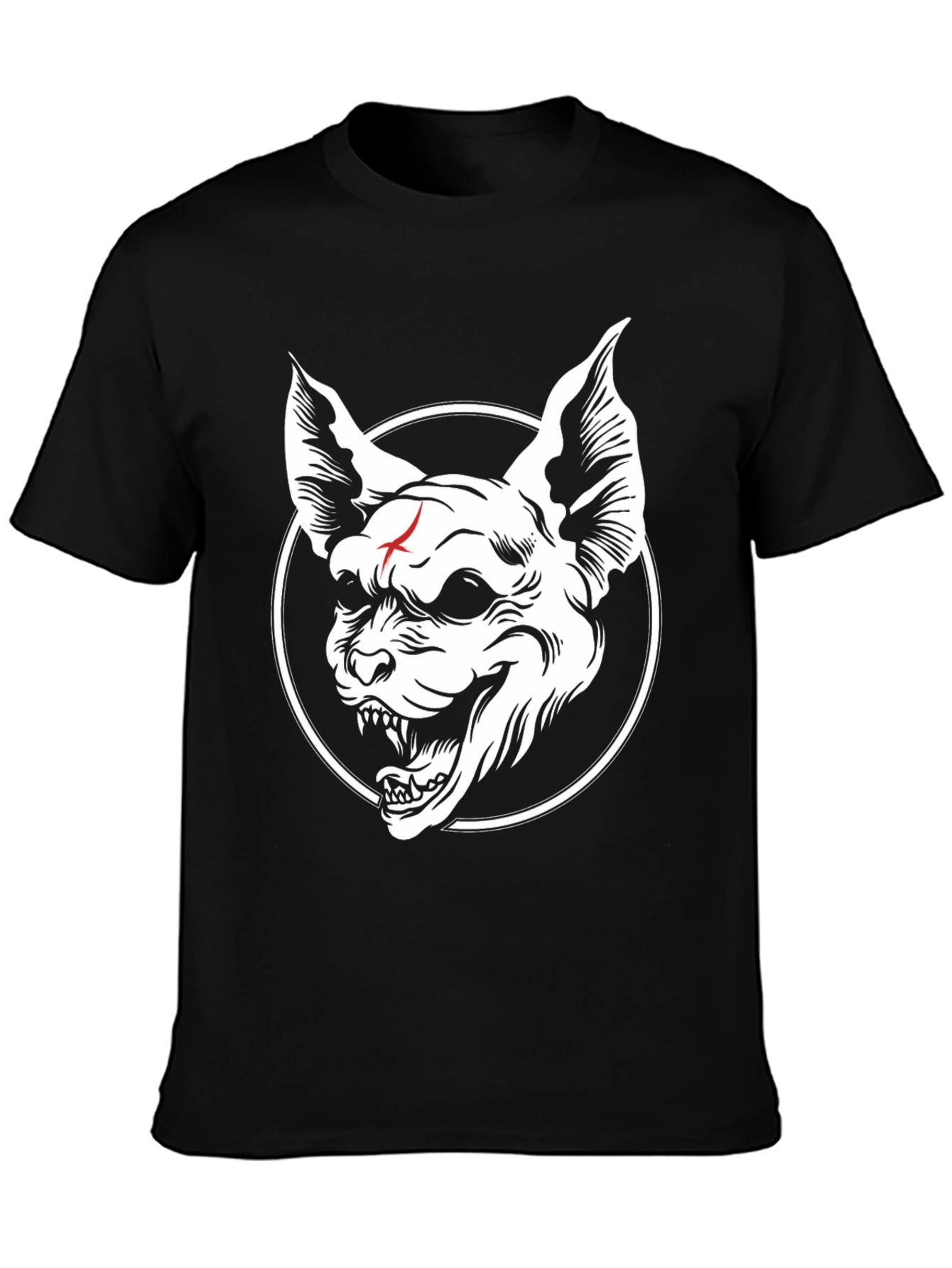 Black Men's Black Graphic Tee - Scary Dog Design view 3