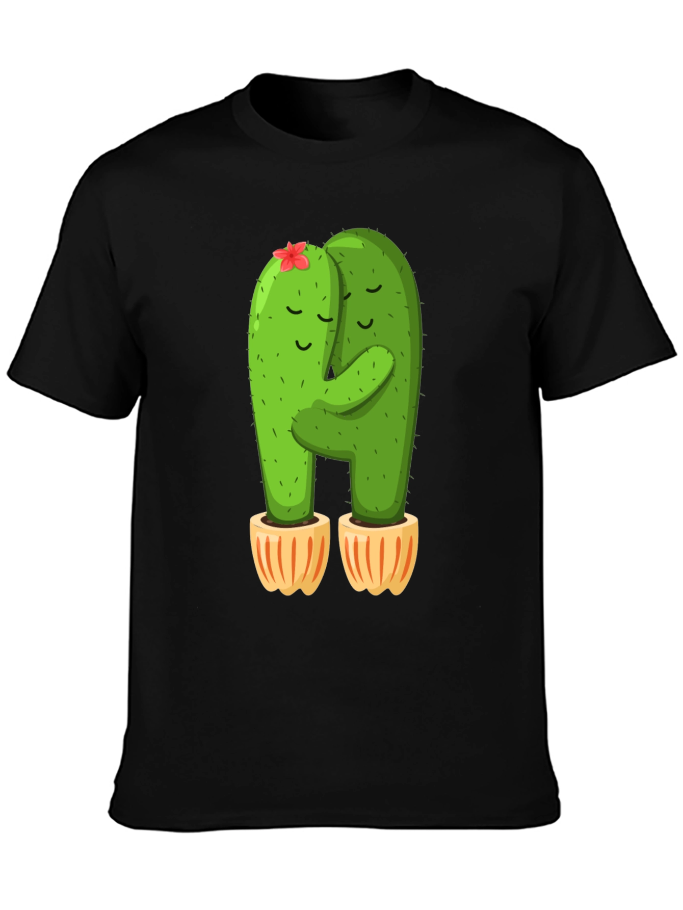 Black Cactus Hug T-Shirt - Cute and Comfy! view 3