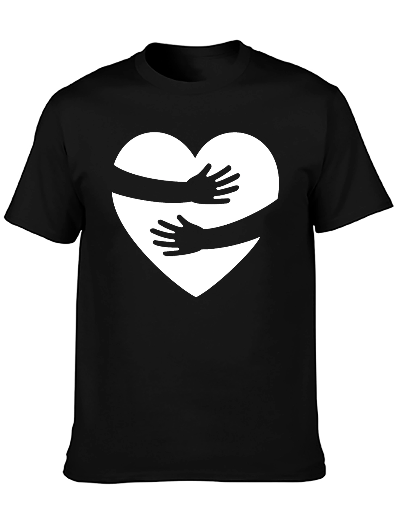 Black Heart Hug Graphic Tee - Black Casual Shirt view 3