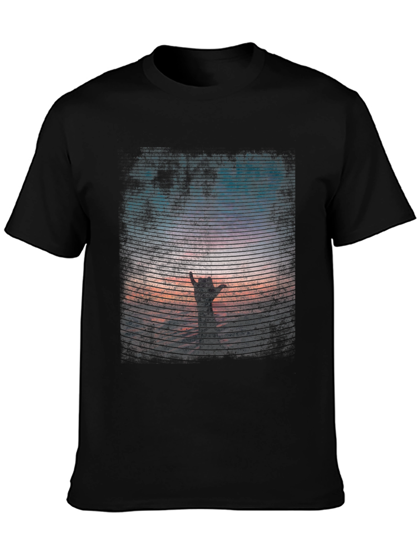 Black Sunset Hand T-Shirt - Black Graphic Tee view 3