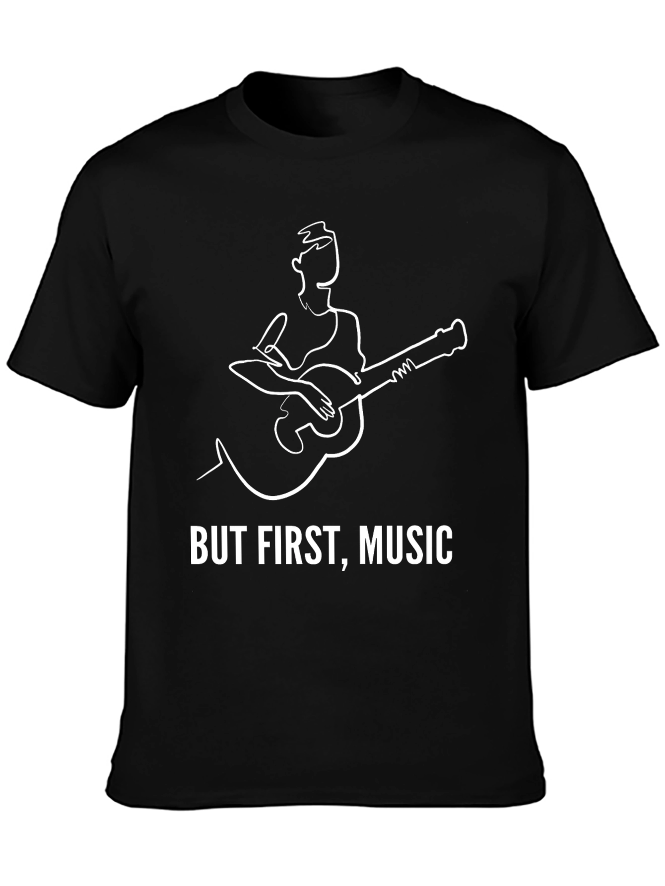 Black But First, Music T-Shirt - Guitar Player Graphic Tee view 3
