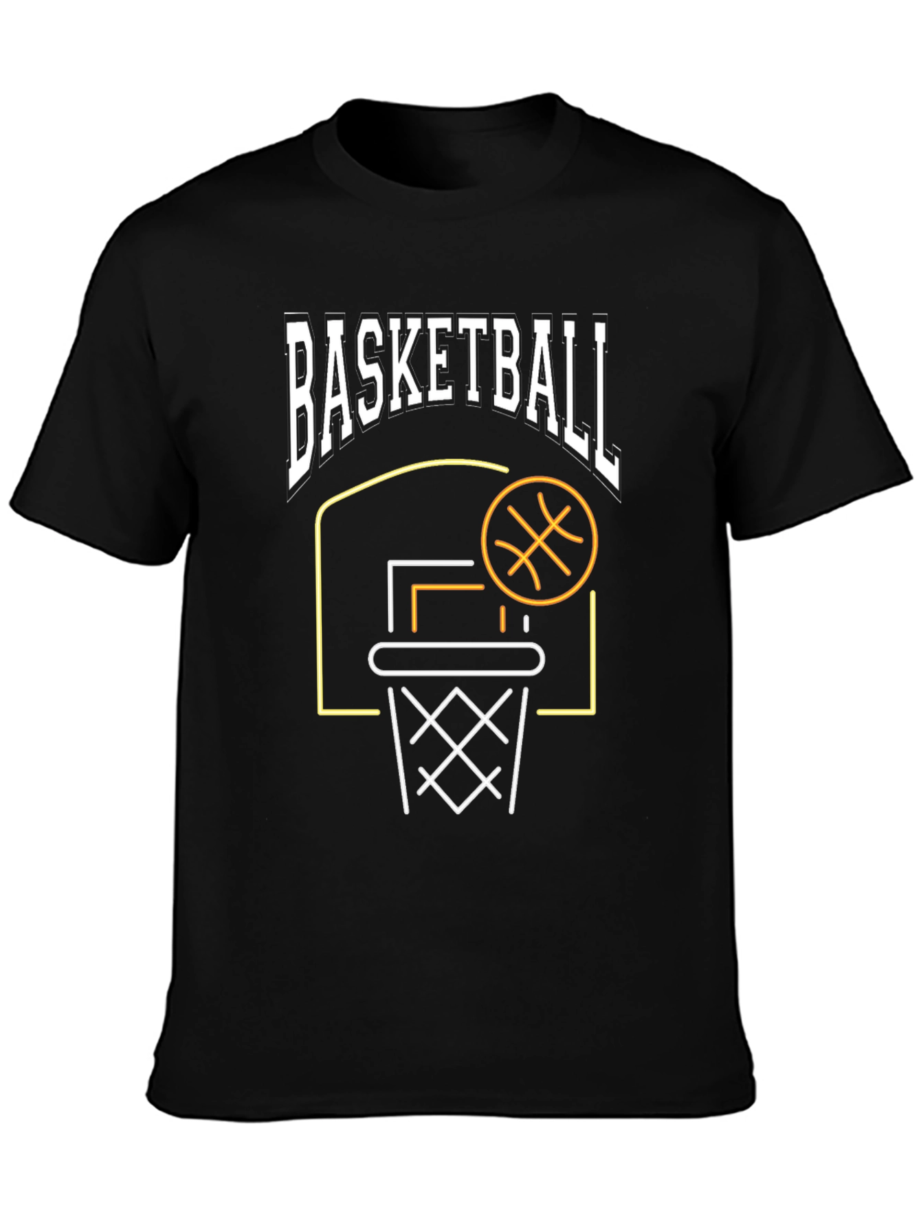 Black Basketball Graphic T-Shirt - Black, Sporty Design view 3