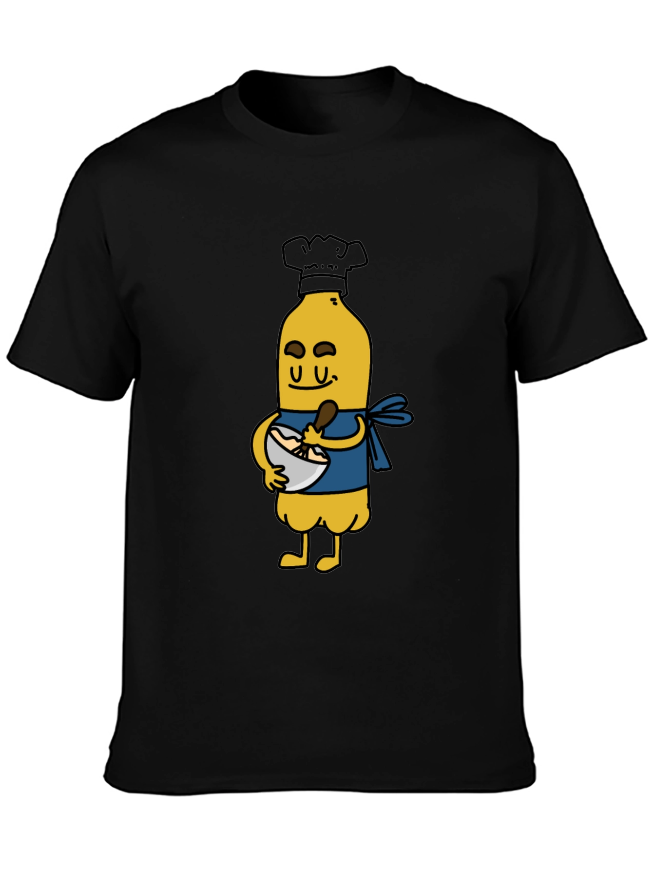 Black Chef Banana Cartoon Black T-Shirt view 3
