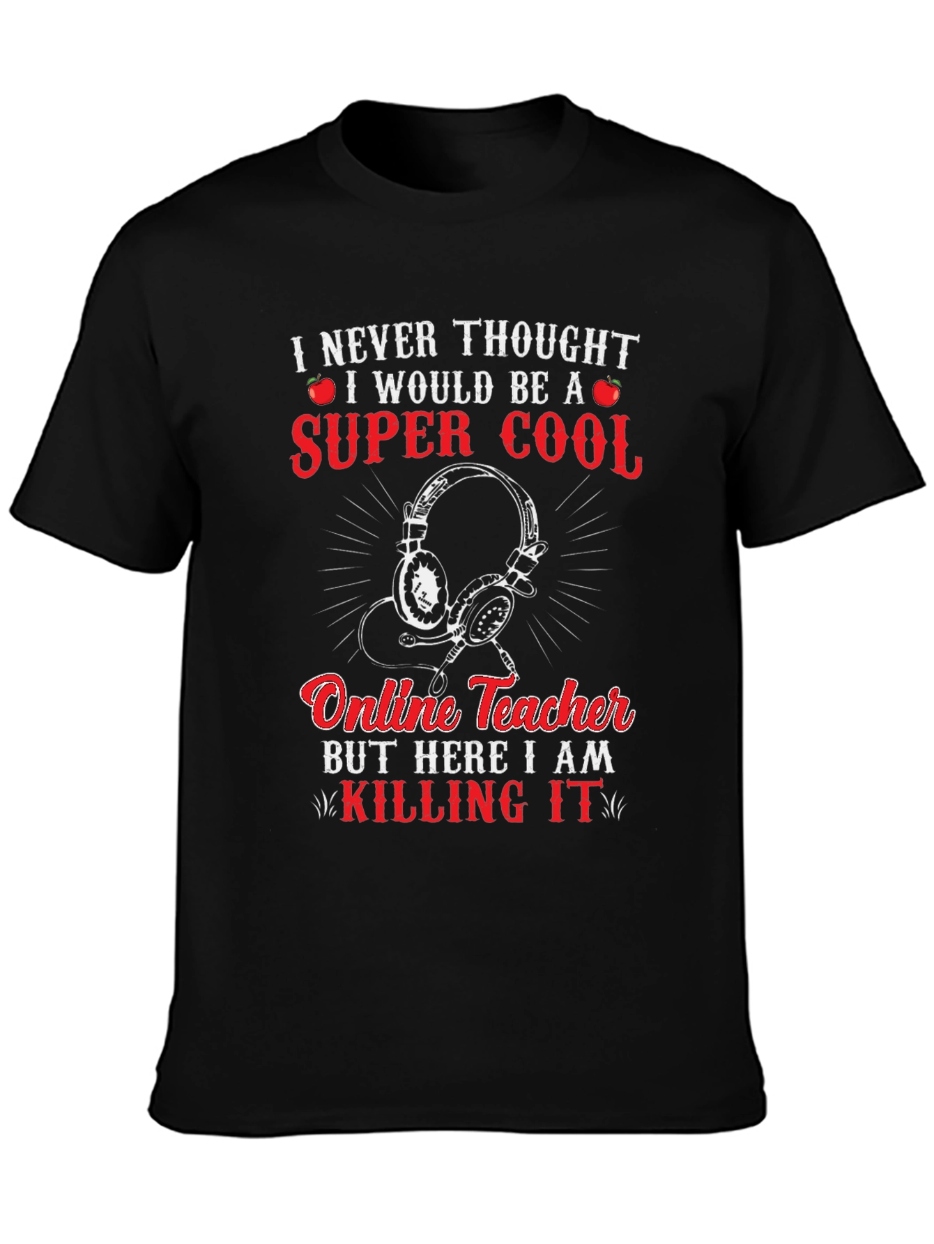 Black Super Cool Online Teacher Graphic T-Shirt view 3