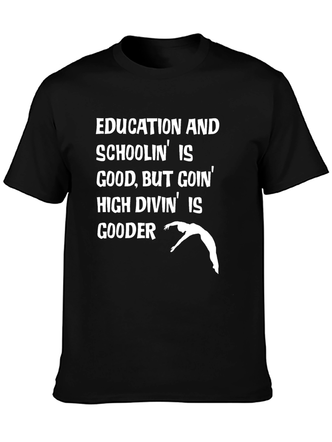 Black Education High Diving Humor T-Shirt view 3