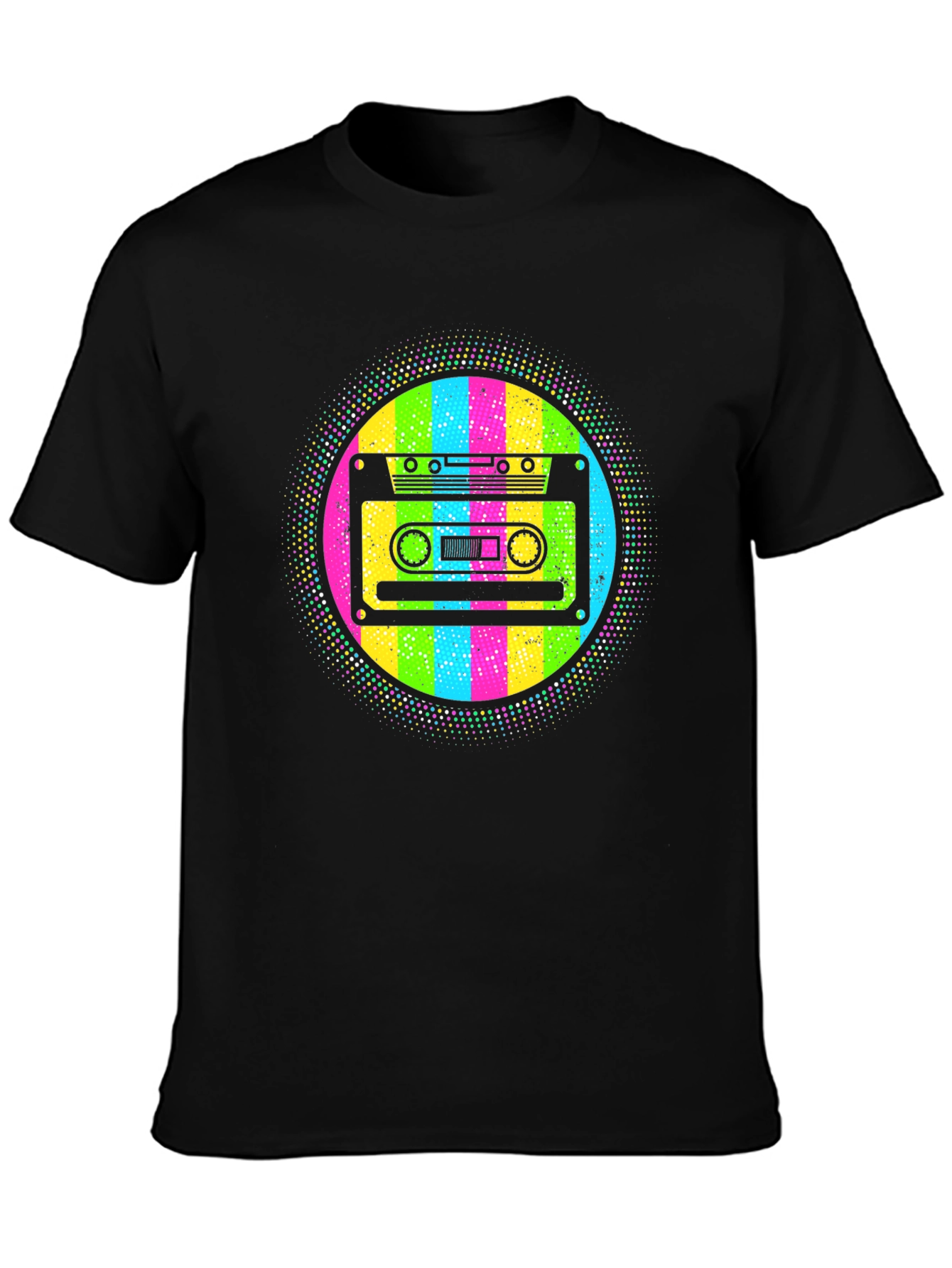 Black Retro Cassette Tape T-Shirt - 80s Throwback Style view 3