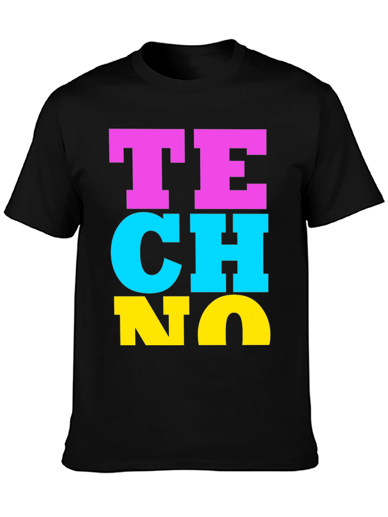 Black Techno Bold Statement T-Shirt view 3