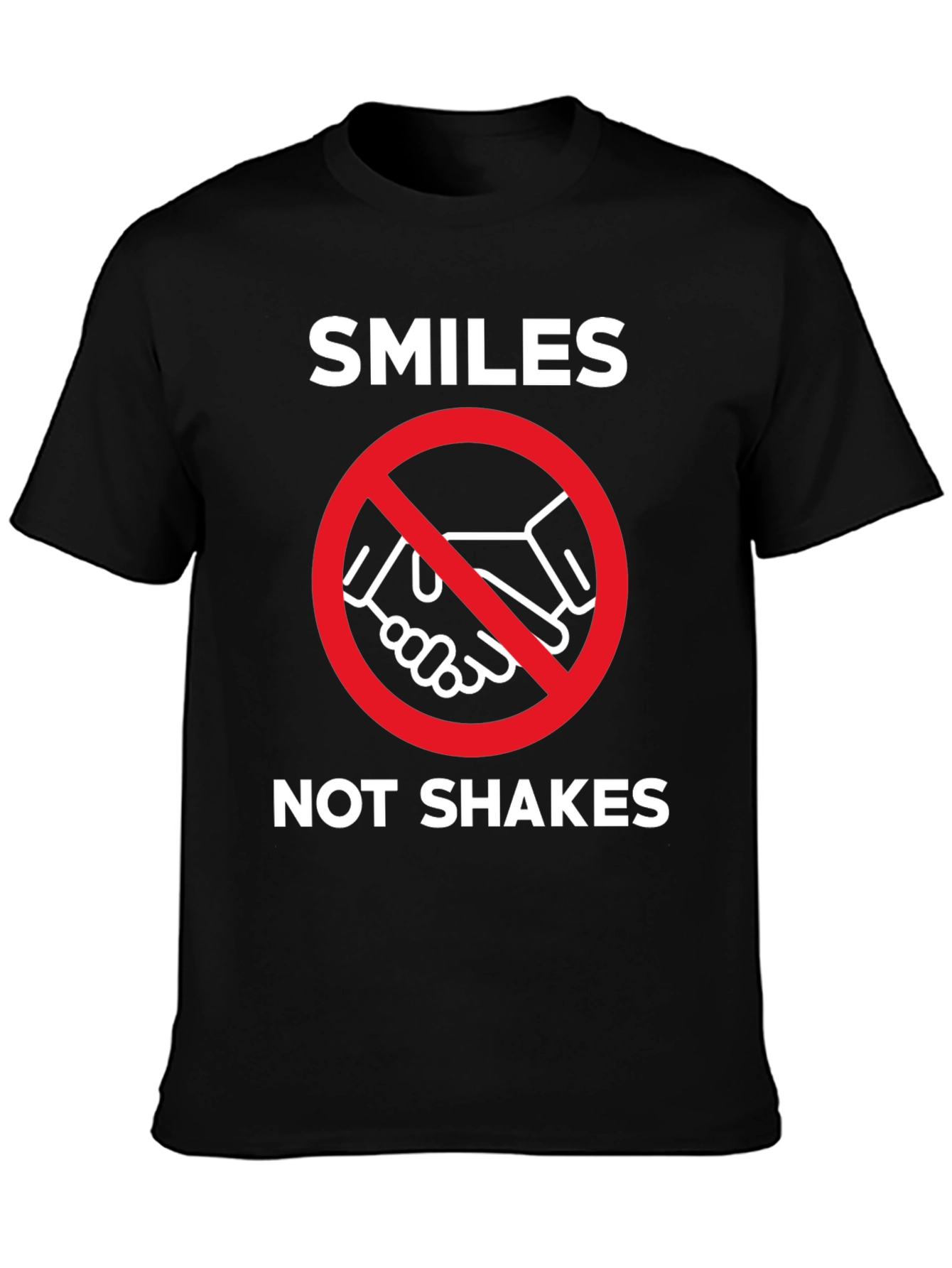 Black Smiles Not Shakes Graphic Tee - Anti-Handshake T-Shirt view 3