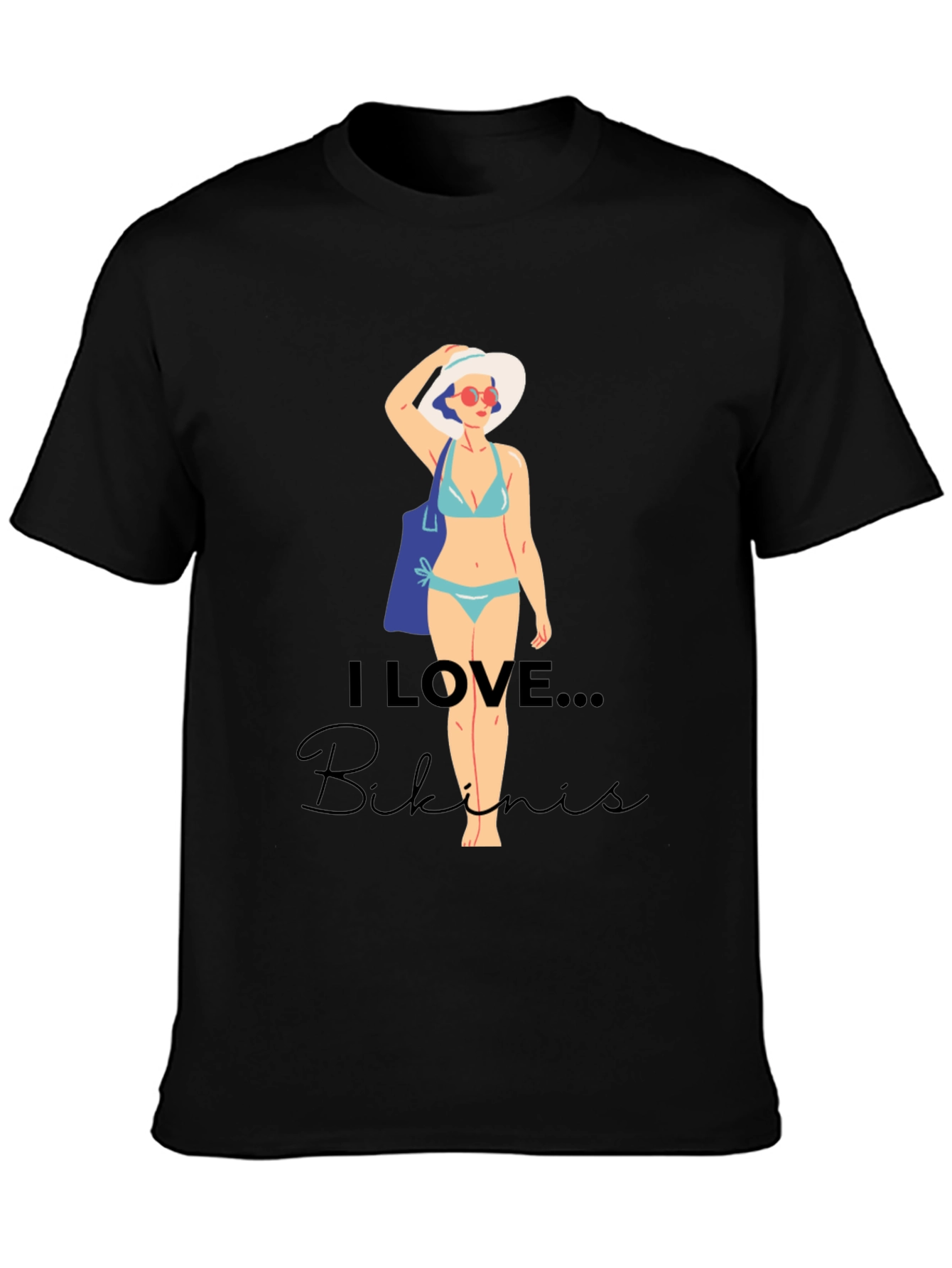 Black I Love Bikinis Graphic Tee - Casual Summer Style view 3