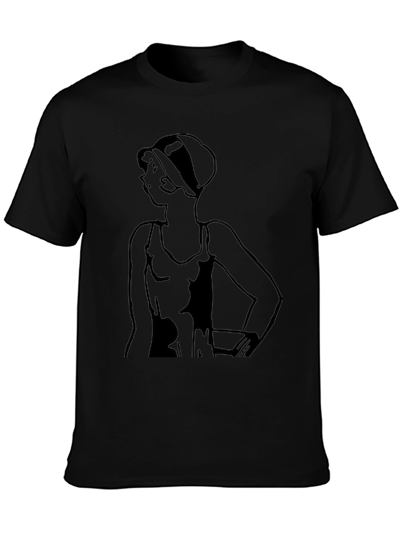 Black Vintage Swimsuit Lady T-Shirt - Black Tee view 3