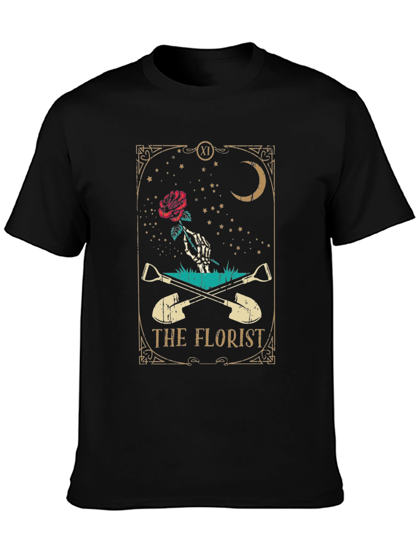 Black The Florist Tarot Card T-Shirt - Unique Graphic Tee view 3